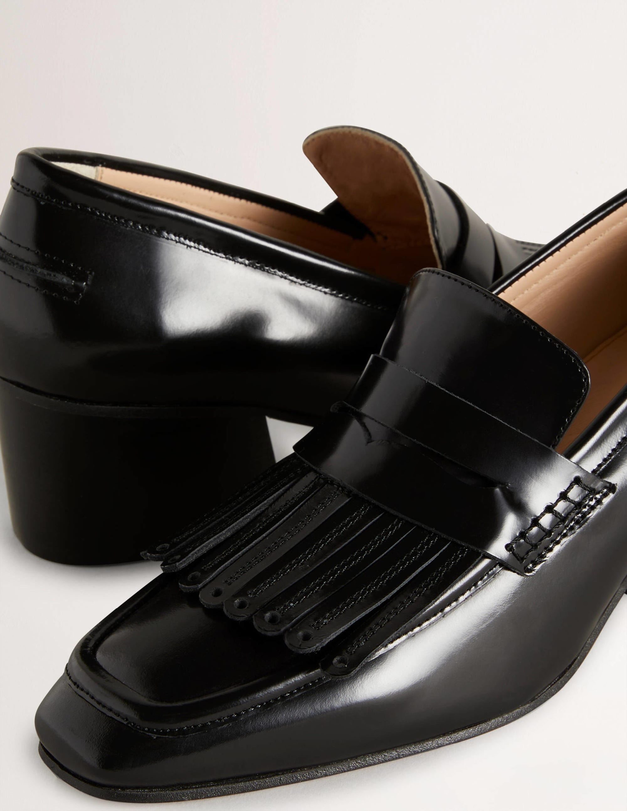 Block Heel Loafers-Black - Image 3