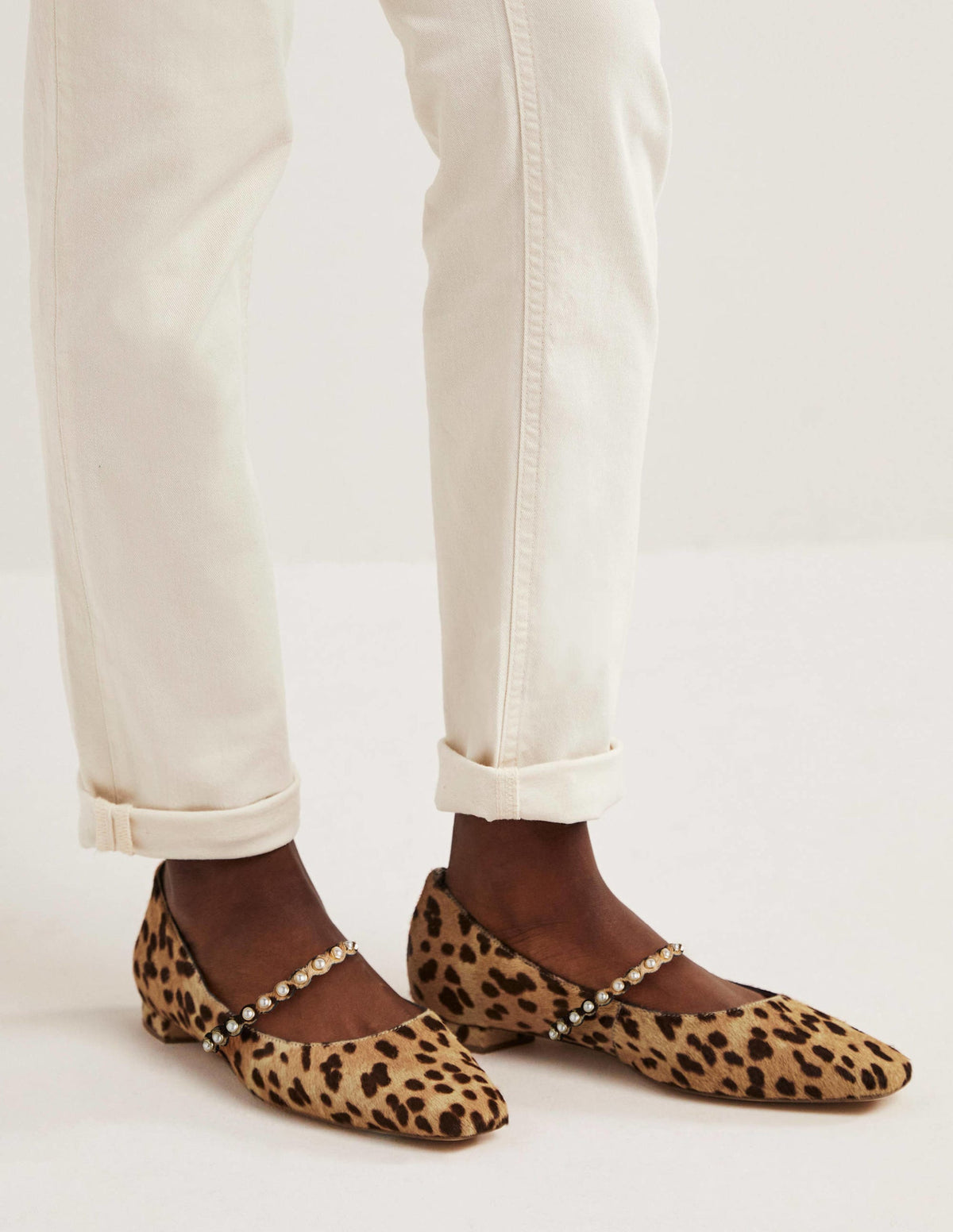 Pearl Strap Ballerina Flats-Cheetah - Image 1
