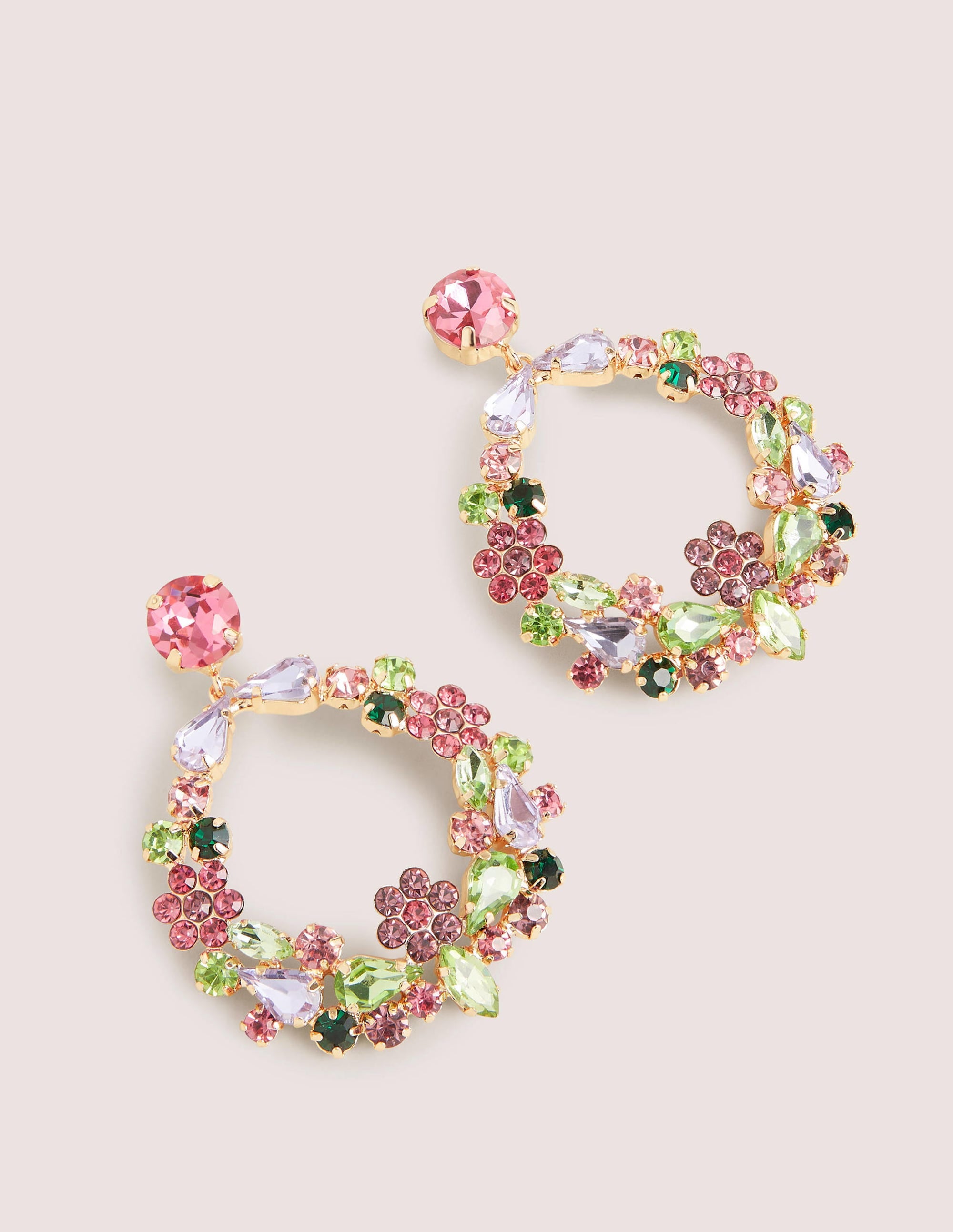 Ohrringe mit angeordneten Schmucksteinen-Rosa/Grün - Image 2