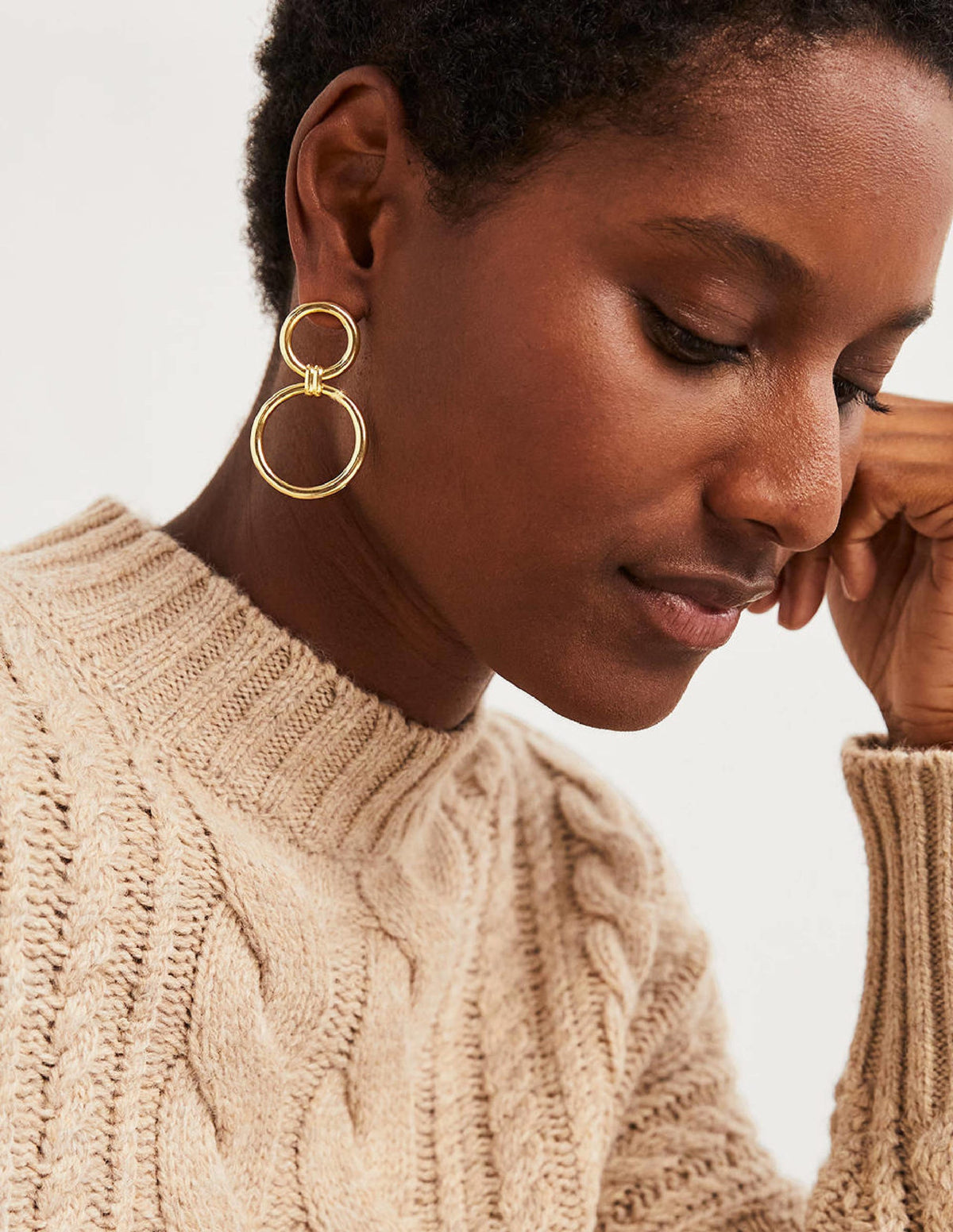 Ring Link Earrings-Gold-1