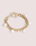Bracelet chaîne épaisse à perles-Doré