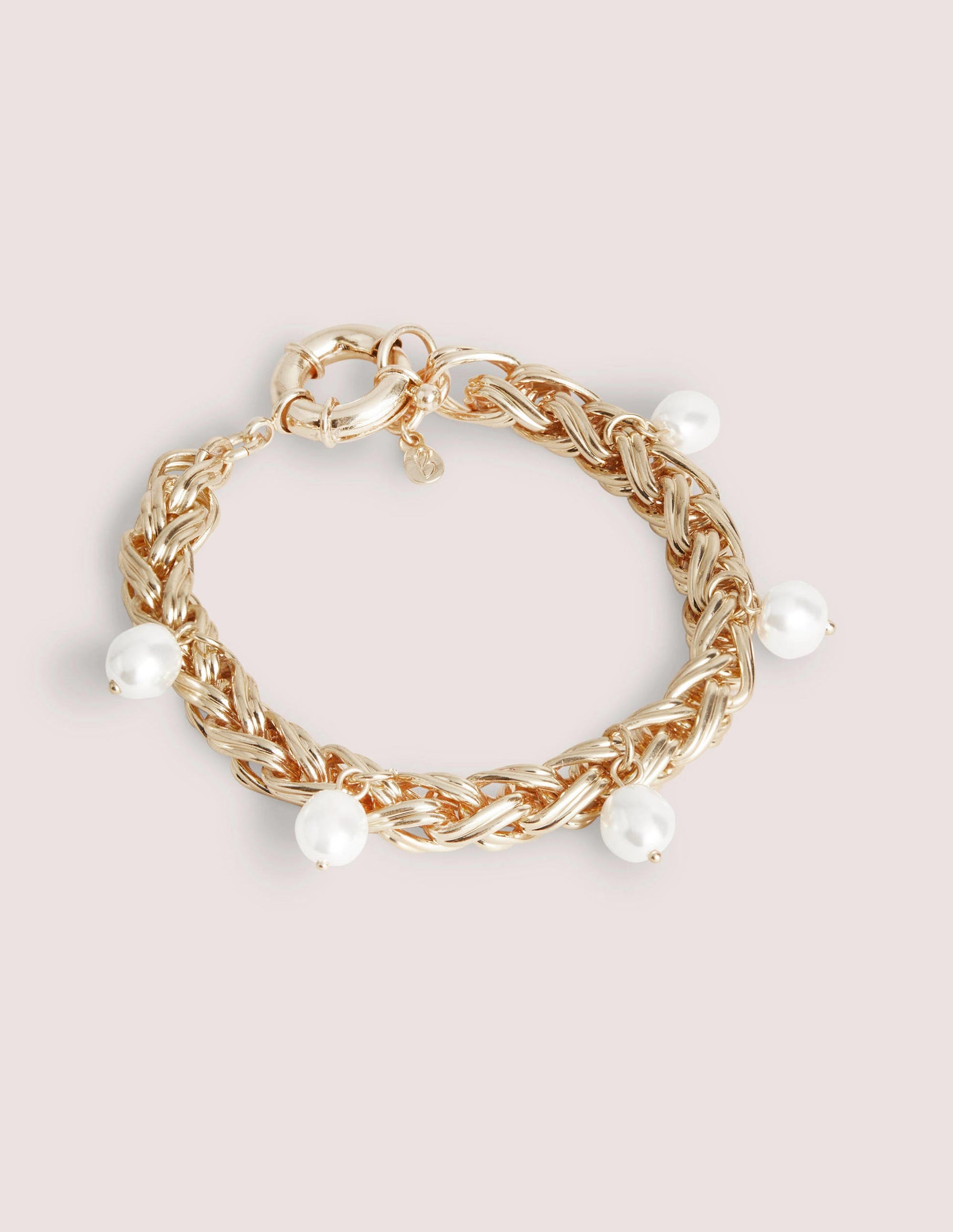 Bracelet chaîne épaisse à perles-Doré-1