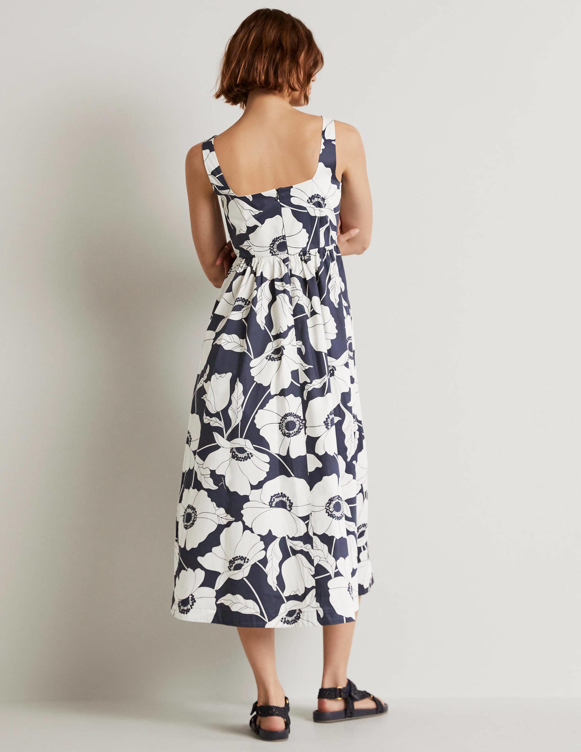 Violet Midikleid mit eckigem Ausschnitt-Navy, Elegante Weinranke - Image 8