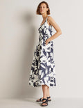 Violet Midikleid mit eckigem Ausschnitt-Navy, Elegante Weinranke