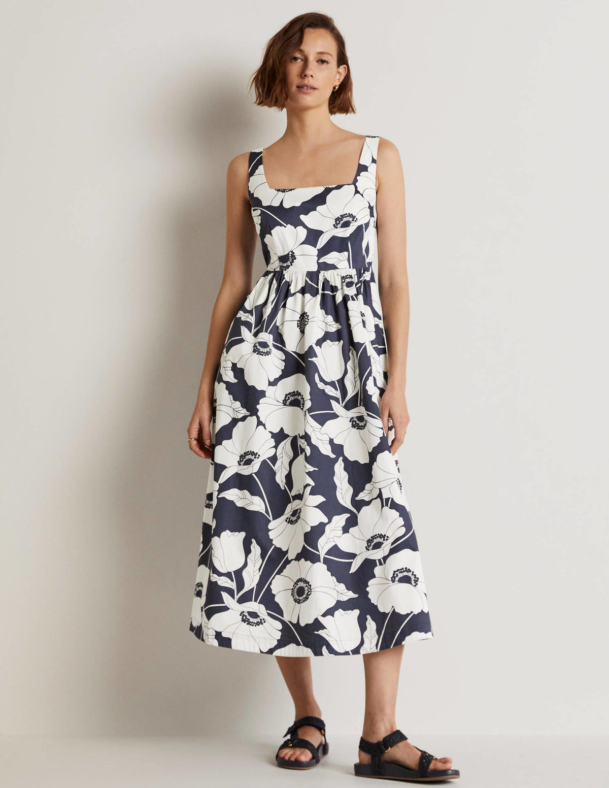 Violet Midikleid mit eckigem Ausschnitt-Navy, Elegante Weinranke - Image 4