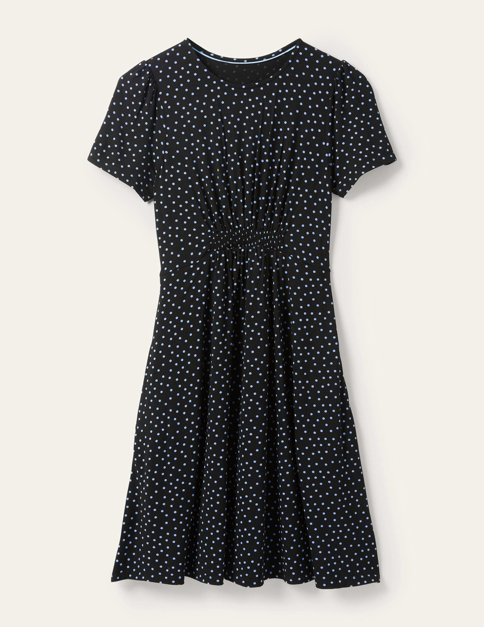 Jerseykleid mit Rundhalsausschnitt-Schwarz, Verstreute Tupfen - Image 5