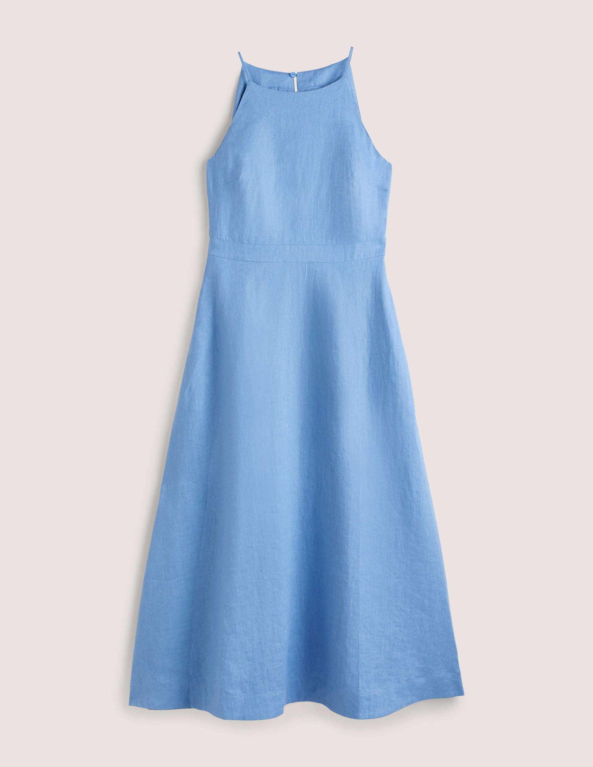Neckholder-Midikleid aus Leinen-Rivierablau-7