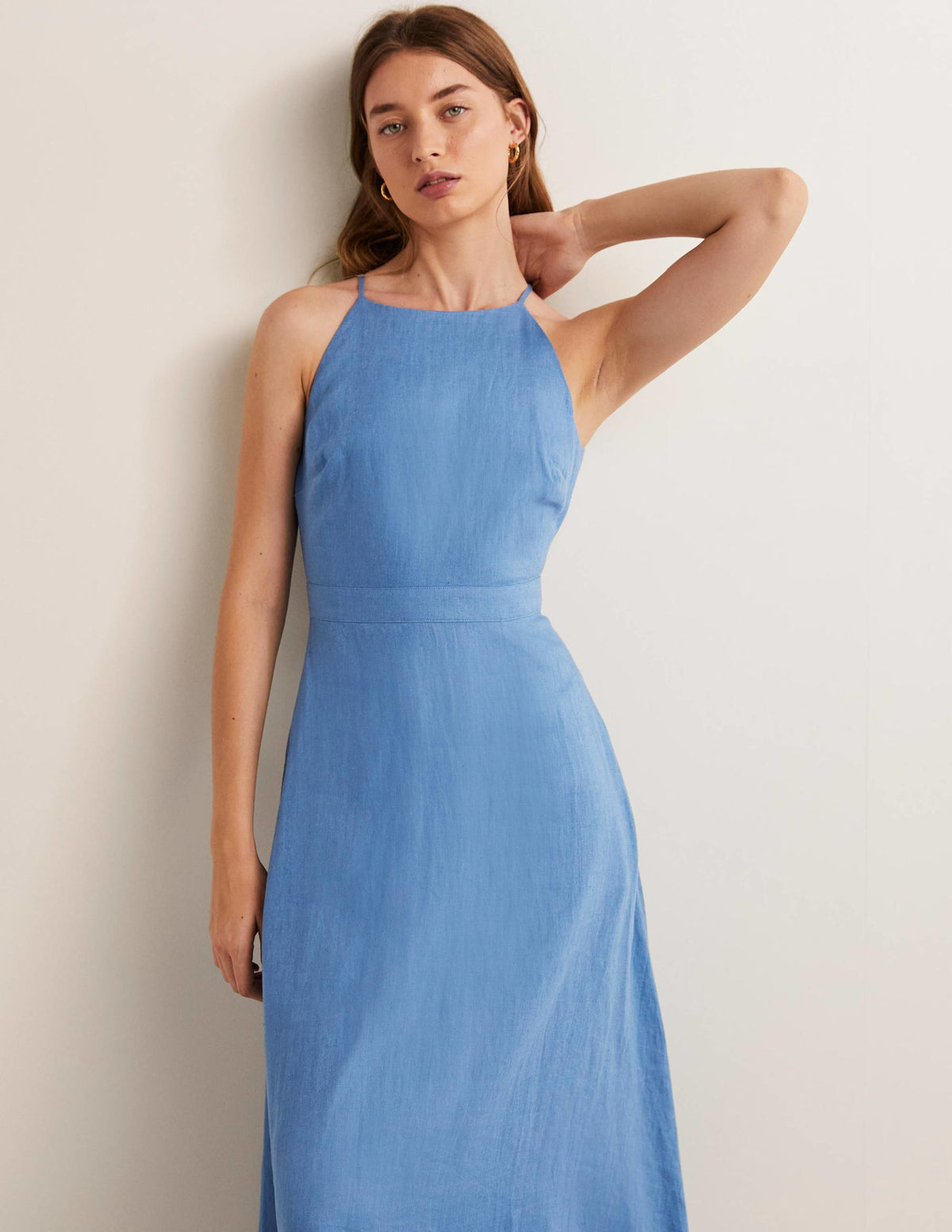 Neckholder-Midikleid aus Leinen-Rivierablau - Image 4