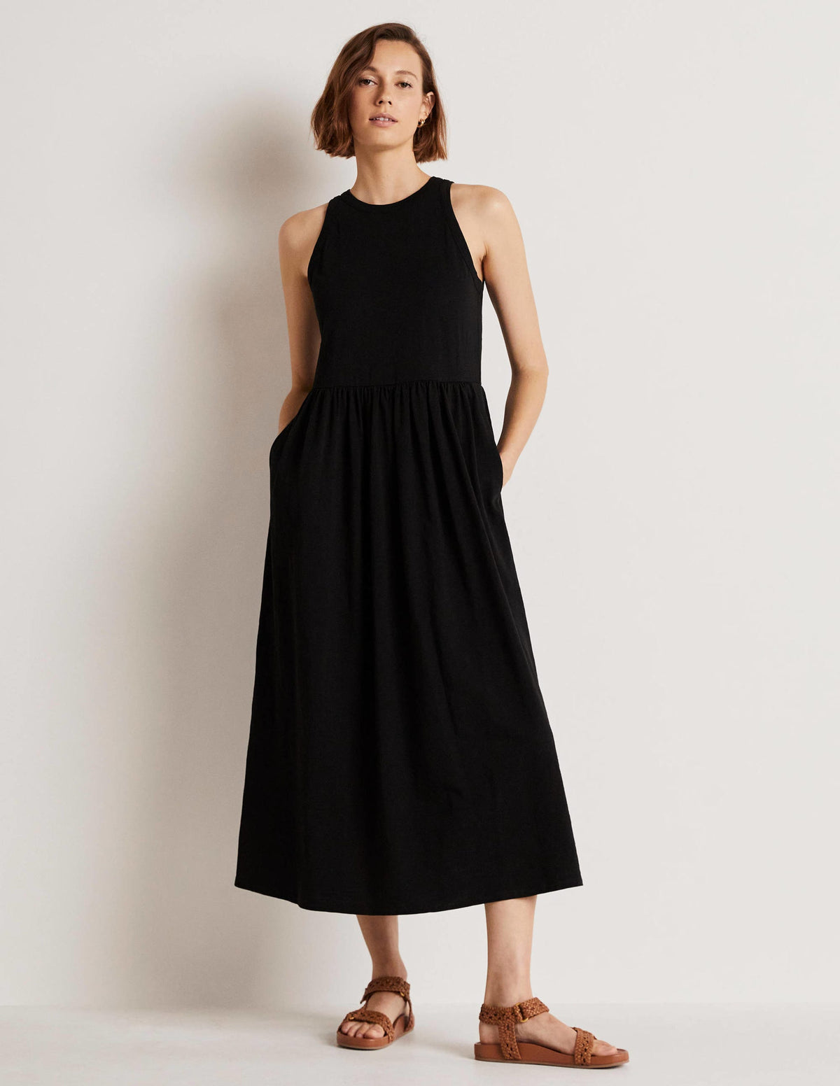 Ärmelloses Jersey-Midikleid-Schwarz - Image 6