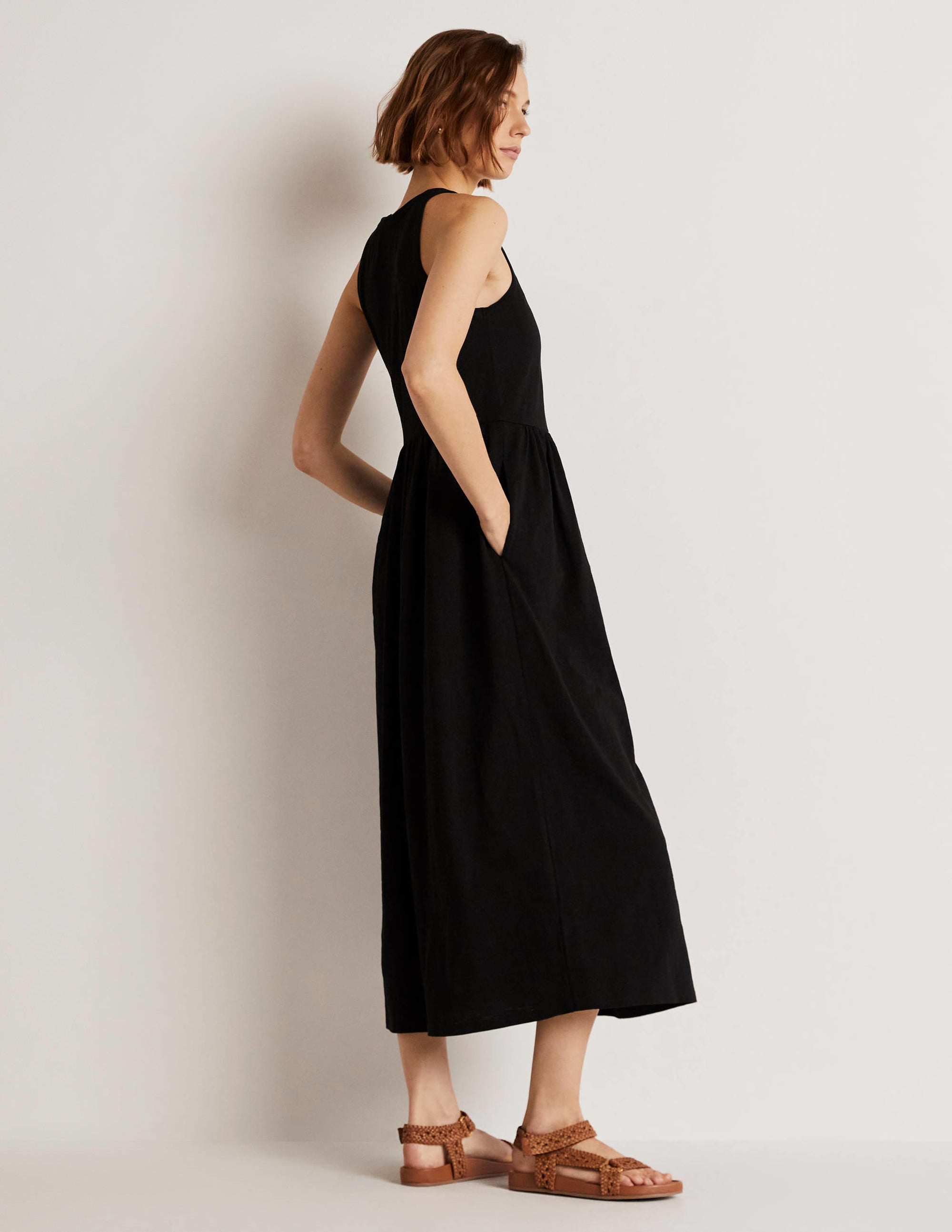 Ärmelloses Jersey-Midikleid-Schwarz - Image 9
