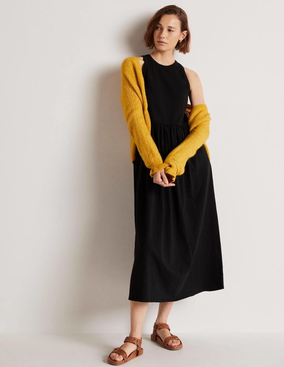 Ärmelloses Jersey-Midikleid-Schwarz - Image 10