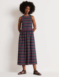 Sleeveless Jersey Midi Dress-Navy Multi Stripe