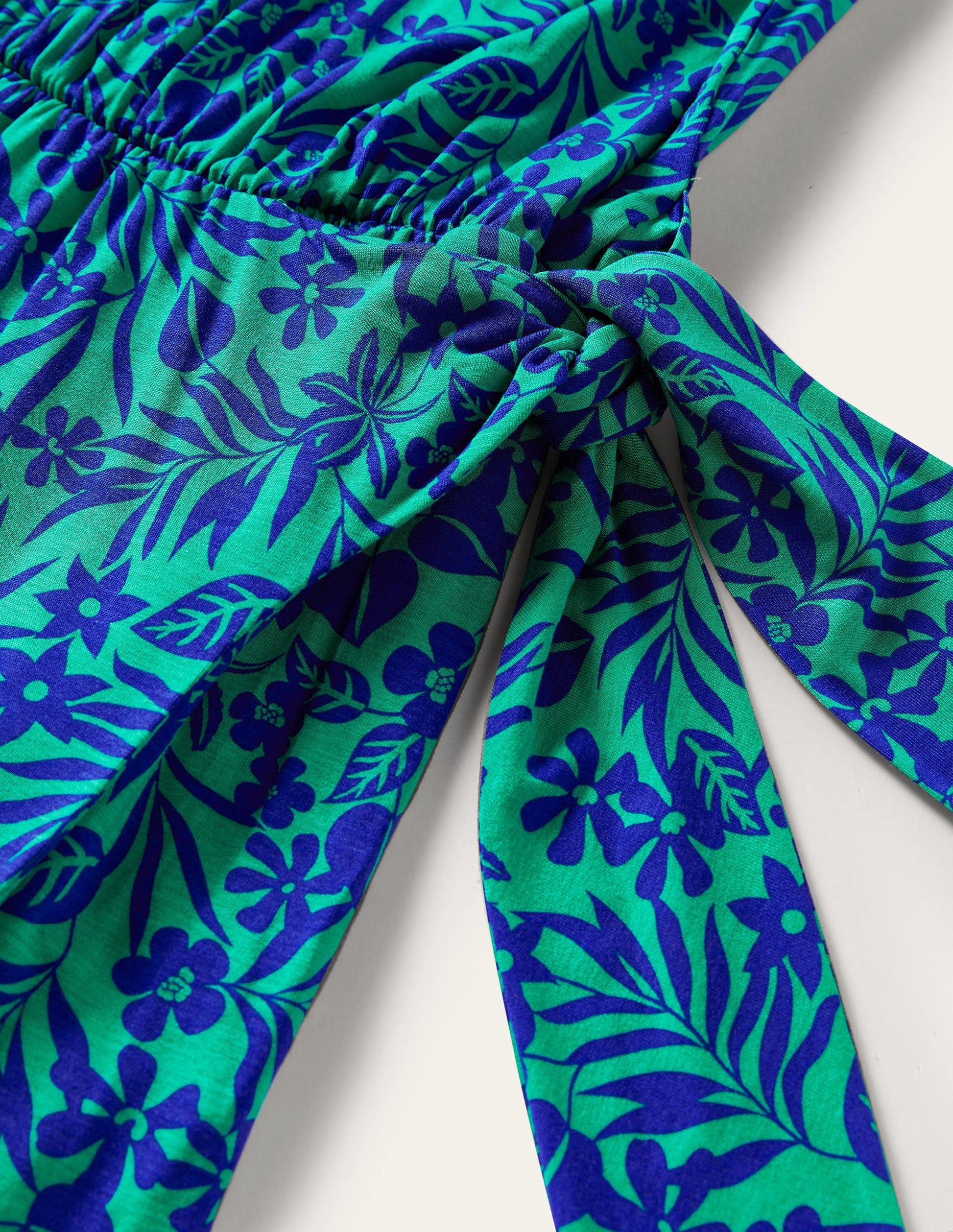 Robe midi Amanda en jersey-Émeraude, motif Tropic Foliage-11
