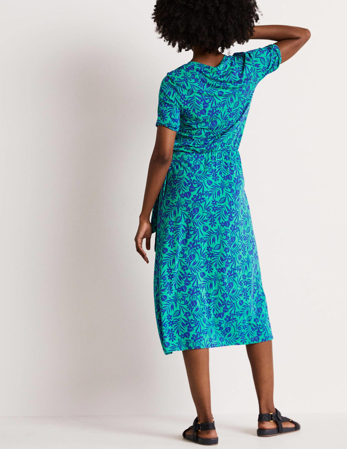 Robe midi Amanda en jersey-Émeraude, motif Tropic Foliage - Image 3