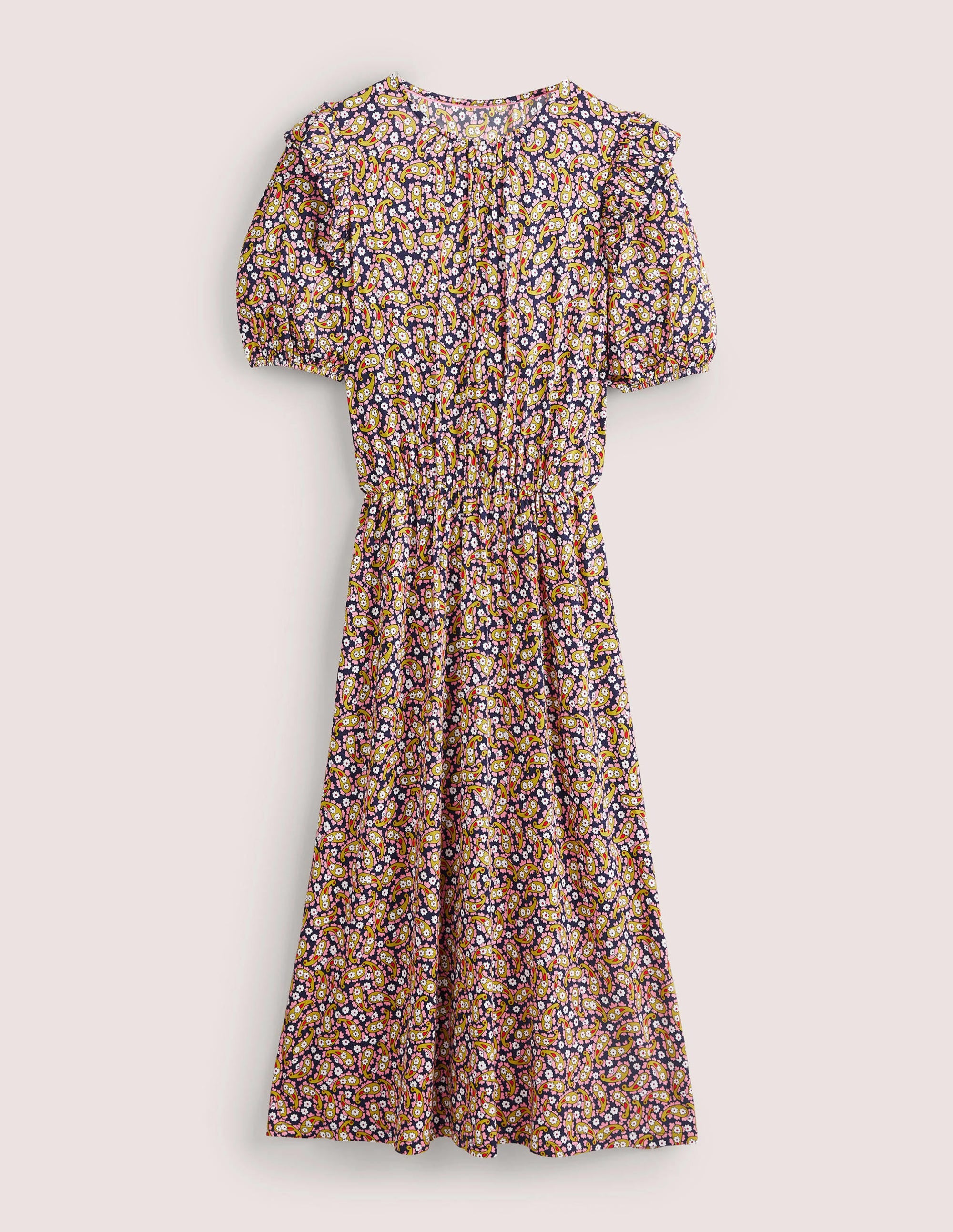 Robe midi en jersey à volants-Motif Petal Paisley citronnelle - Image 5