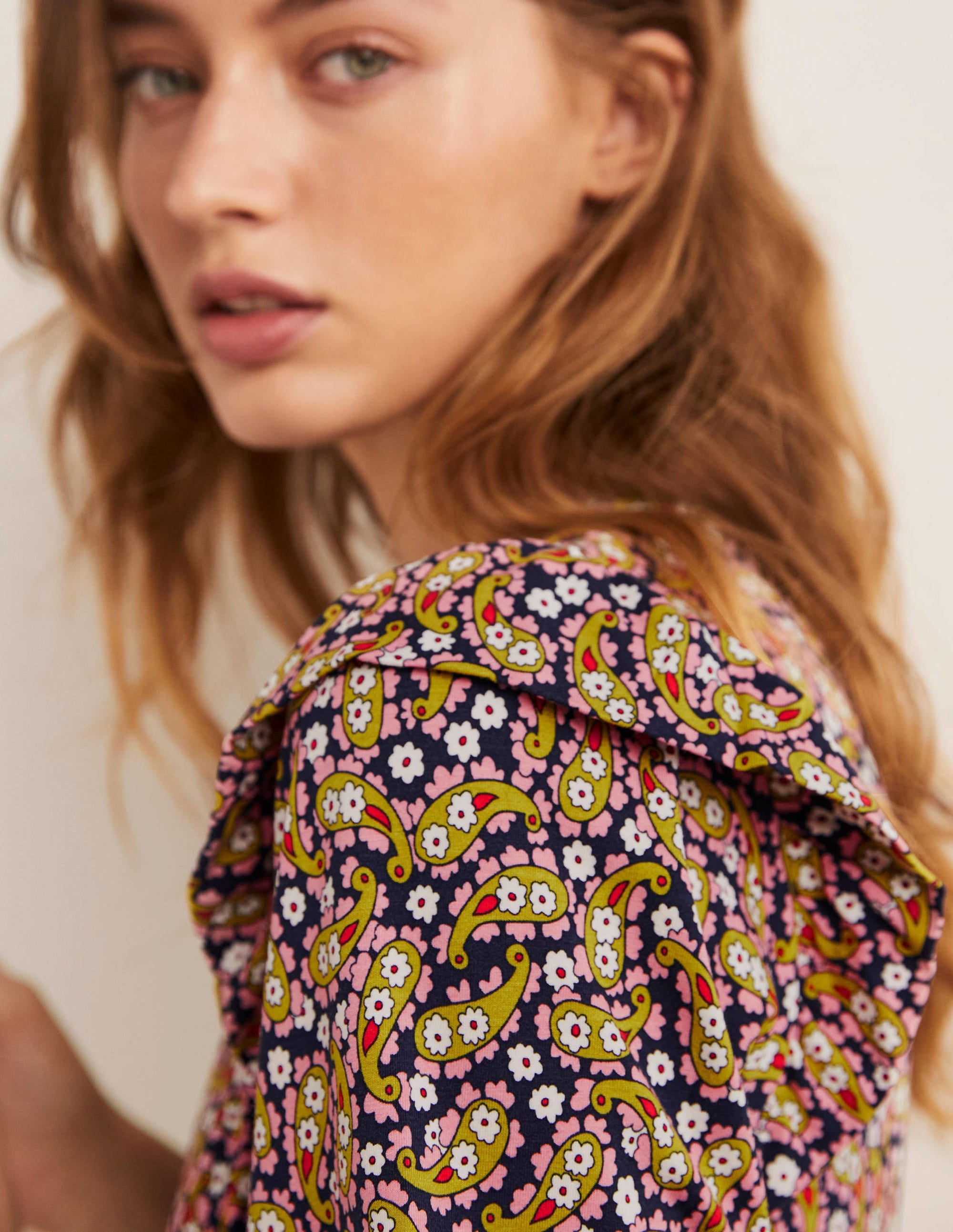 Robe midi en jersey à volants-Motif Petal Paisley citronnelle - Image 2