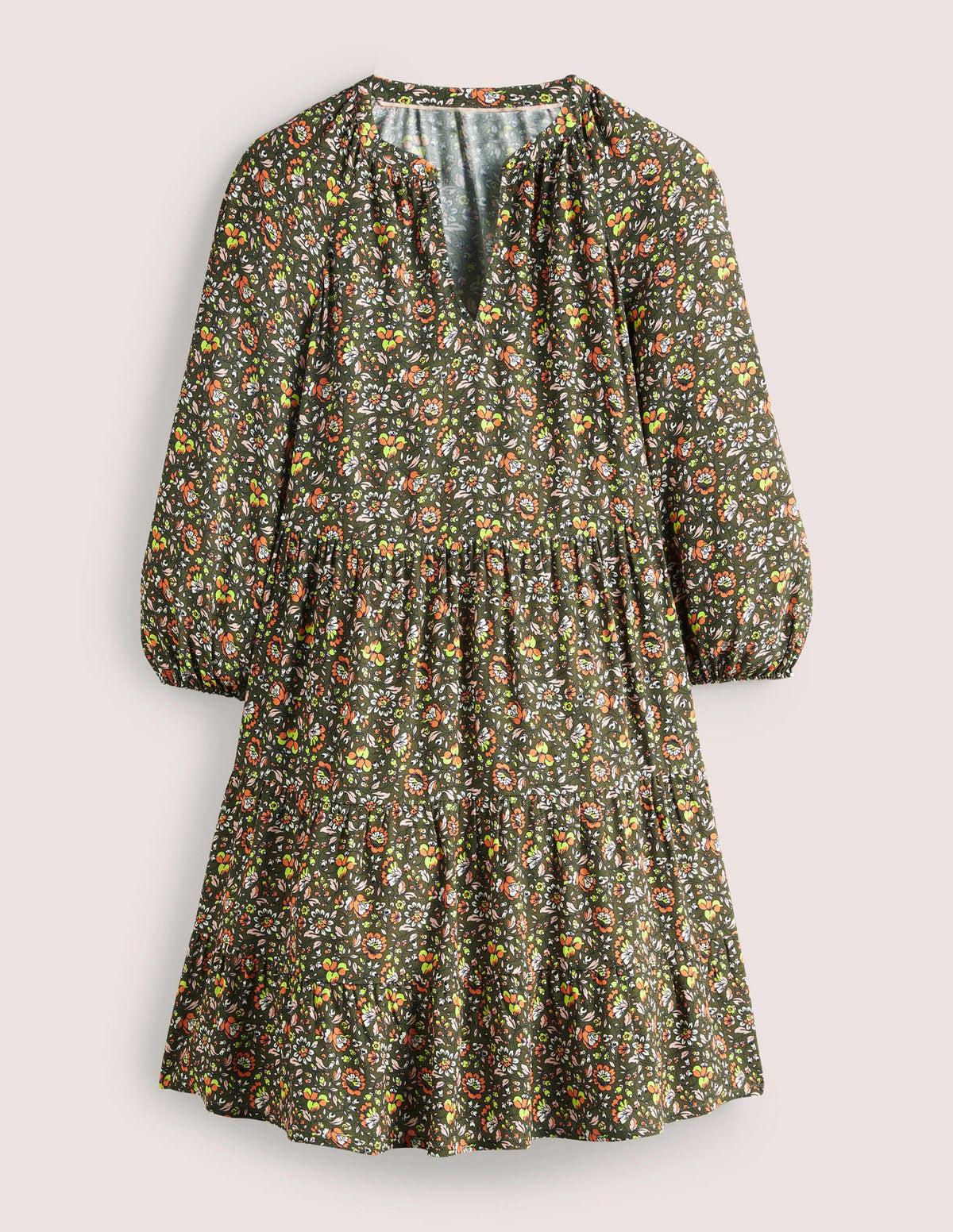 Robe volantée à col cranté-Basilic, motif Botanic Meadow - Image 8