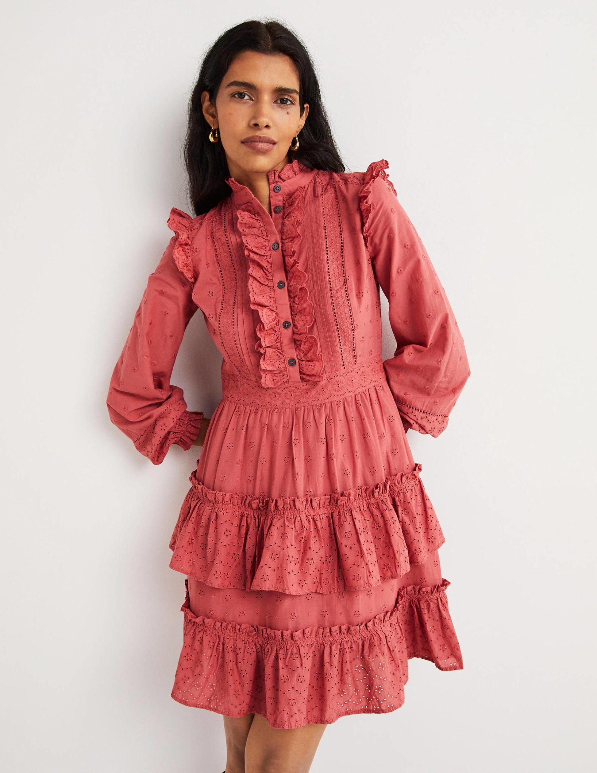 Hemdblusenkleid mit Lochstickereimix-Staubrot-1