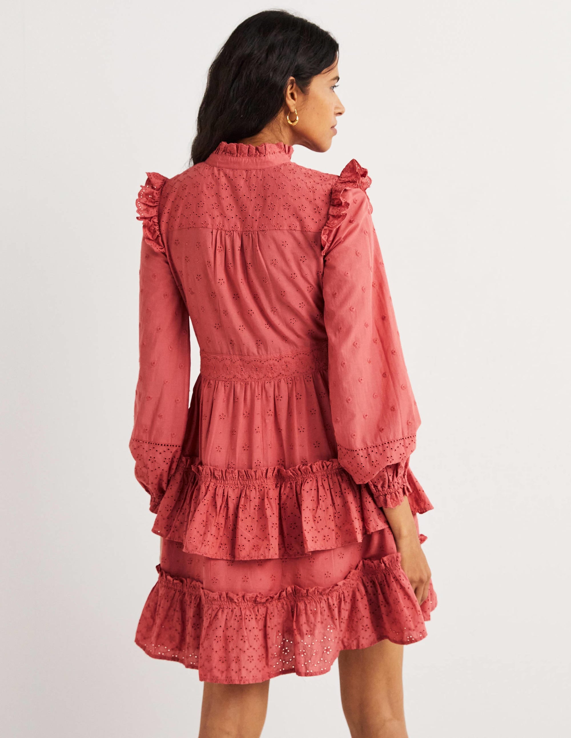 Hemdblusenkleid mit Lochstickereimix-Staubrot - Image 3
