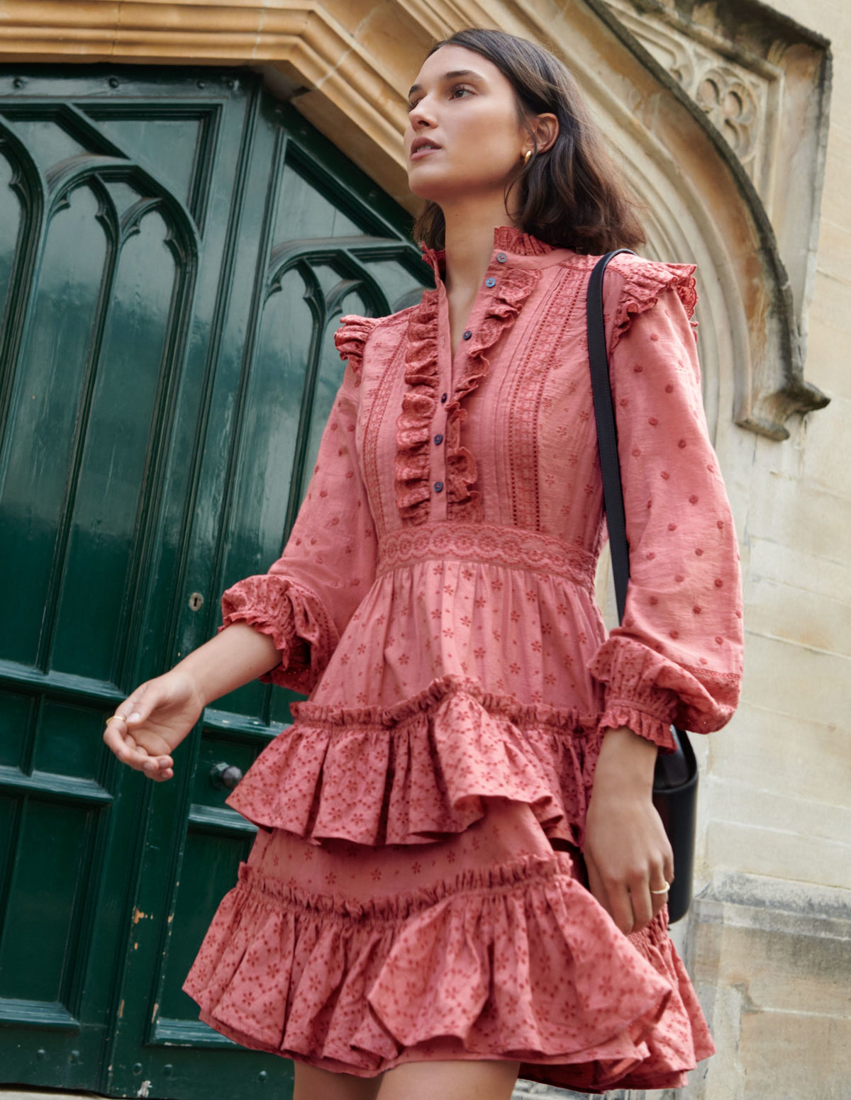 Hemdblusenkleid mit Lochstickereimix-Staubrot-5