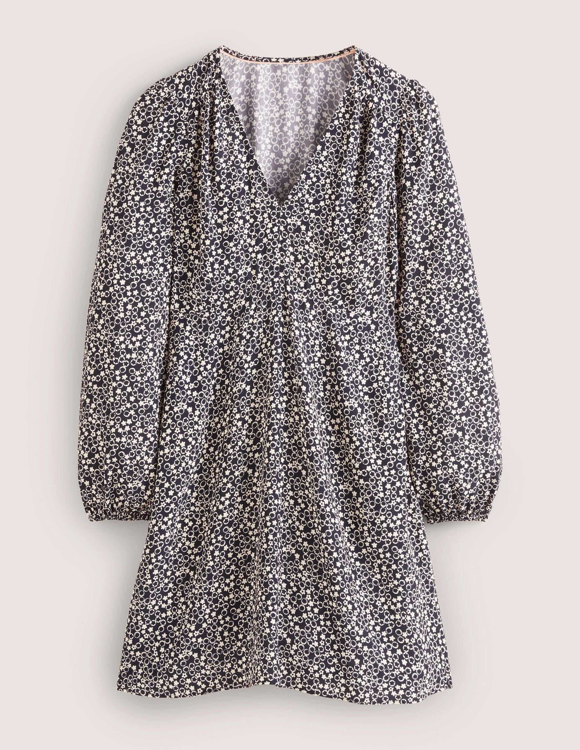 Kleid mit V-Ausschnitt-Französisches Navy, Blumenmuster - Image 6