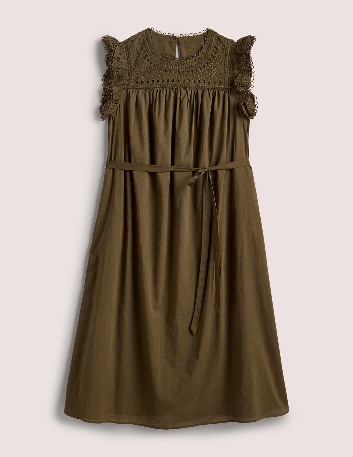 Broderie Detail Midi Dress-Basil - Image 5