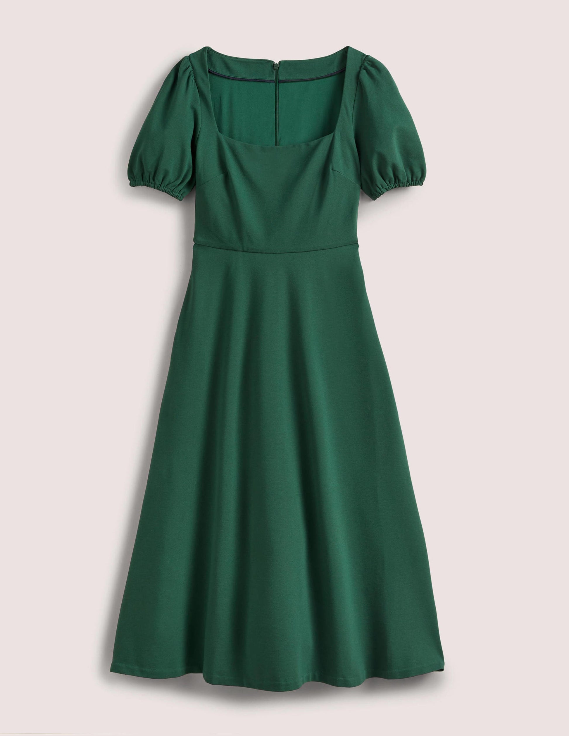 Robe midi en jersey à manches courtes-Vert chasseur-5