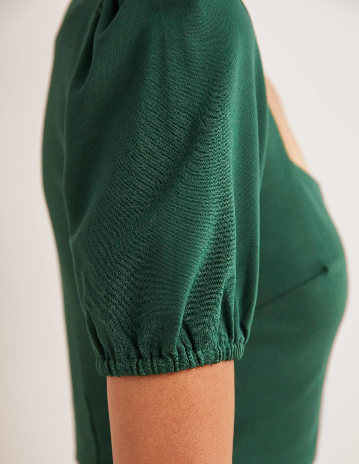 Robe midi en jersey à manches courtes-Vert chasseur-2