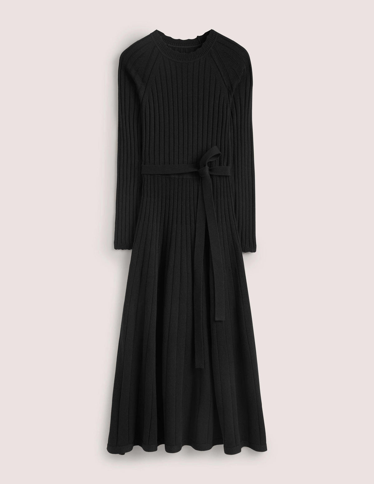 Midi-Strickkleid mit Rippdetails-Schwarz - Image 7