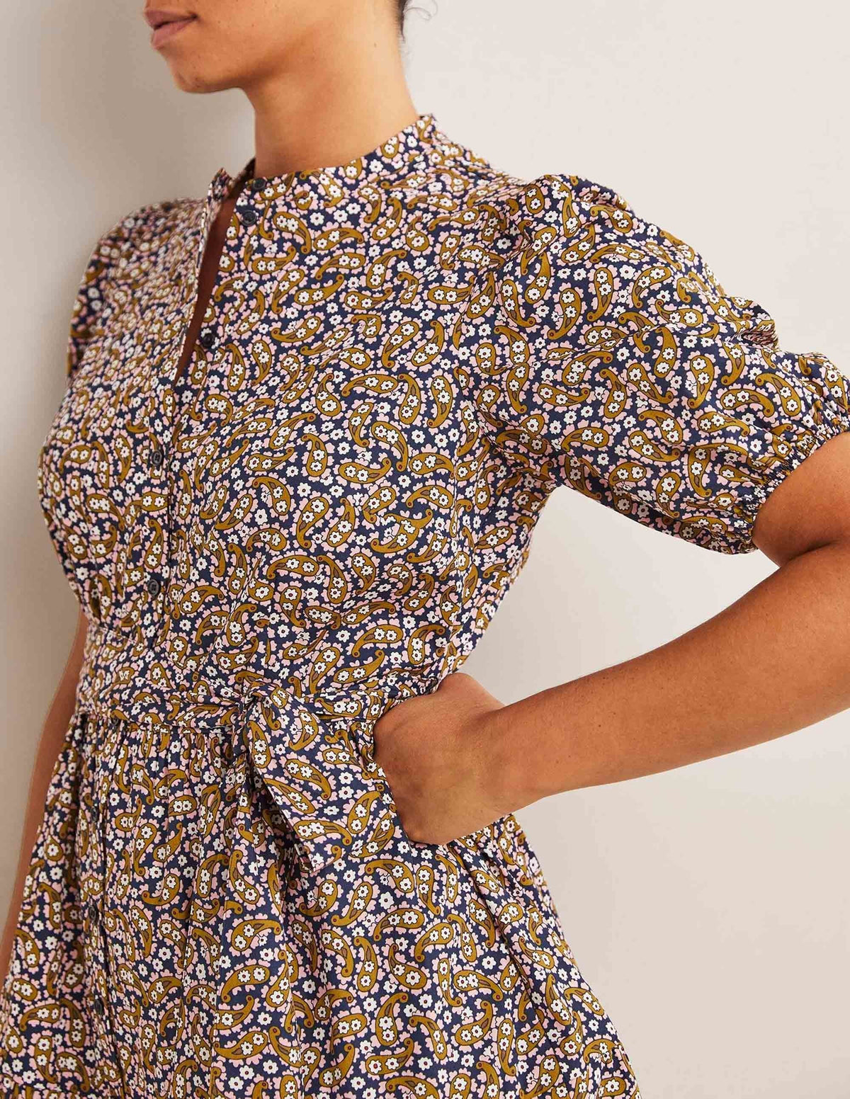 Tiered Shirt Dress-Citronelle, Petal Paisley-2