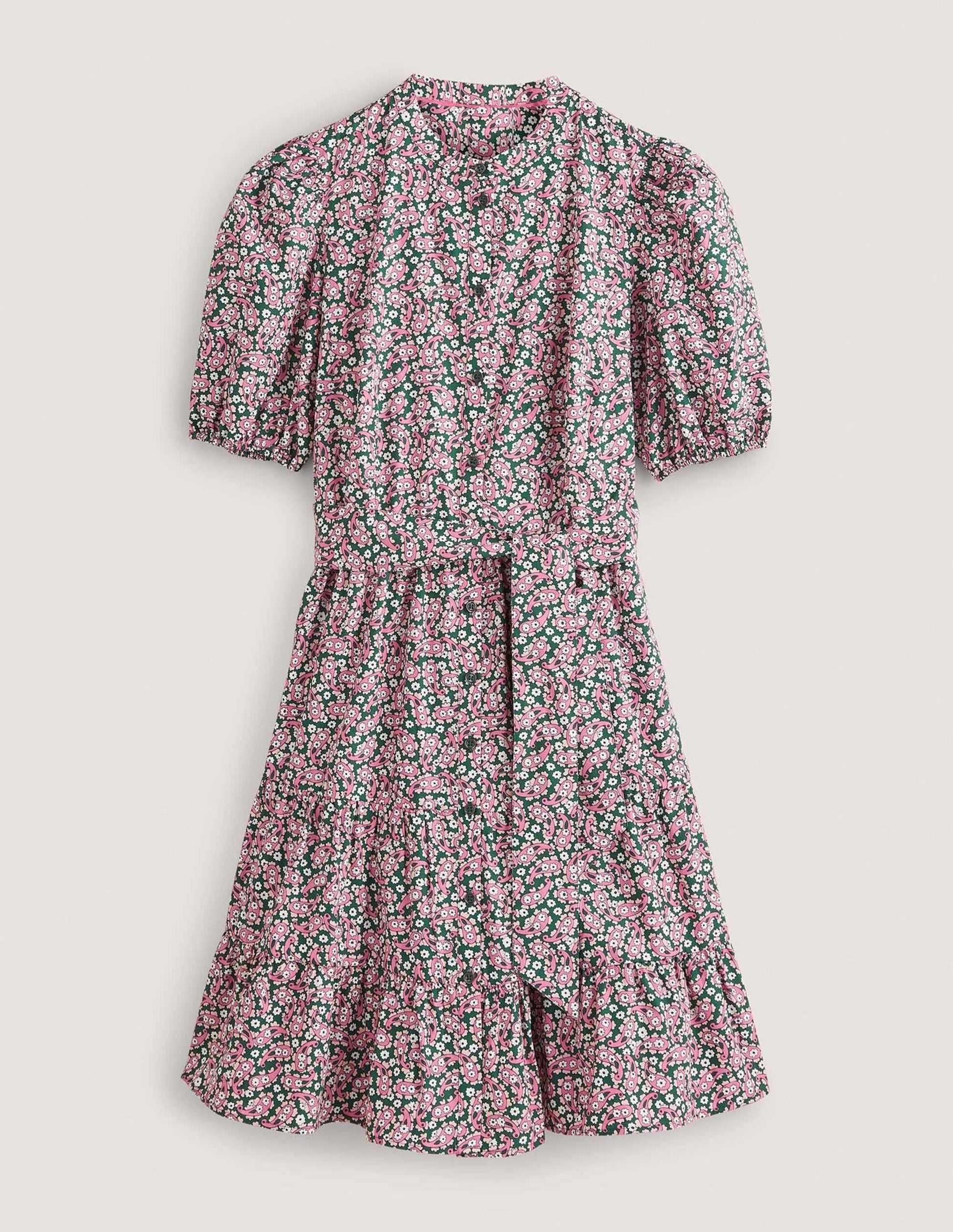 Robe-chemise à volants-Vert trekking, motif Petal Paisley-6
