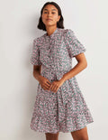 Robe-chemise à volants-Vert trekking, motif Petal Paisley