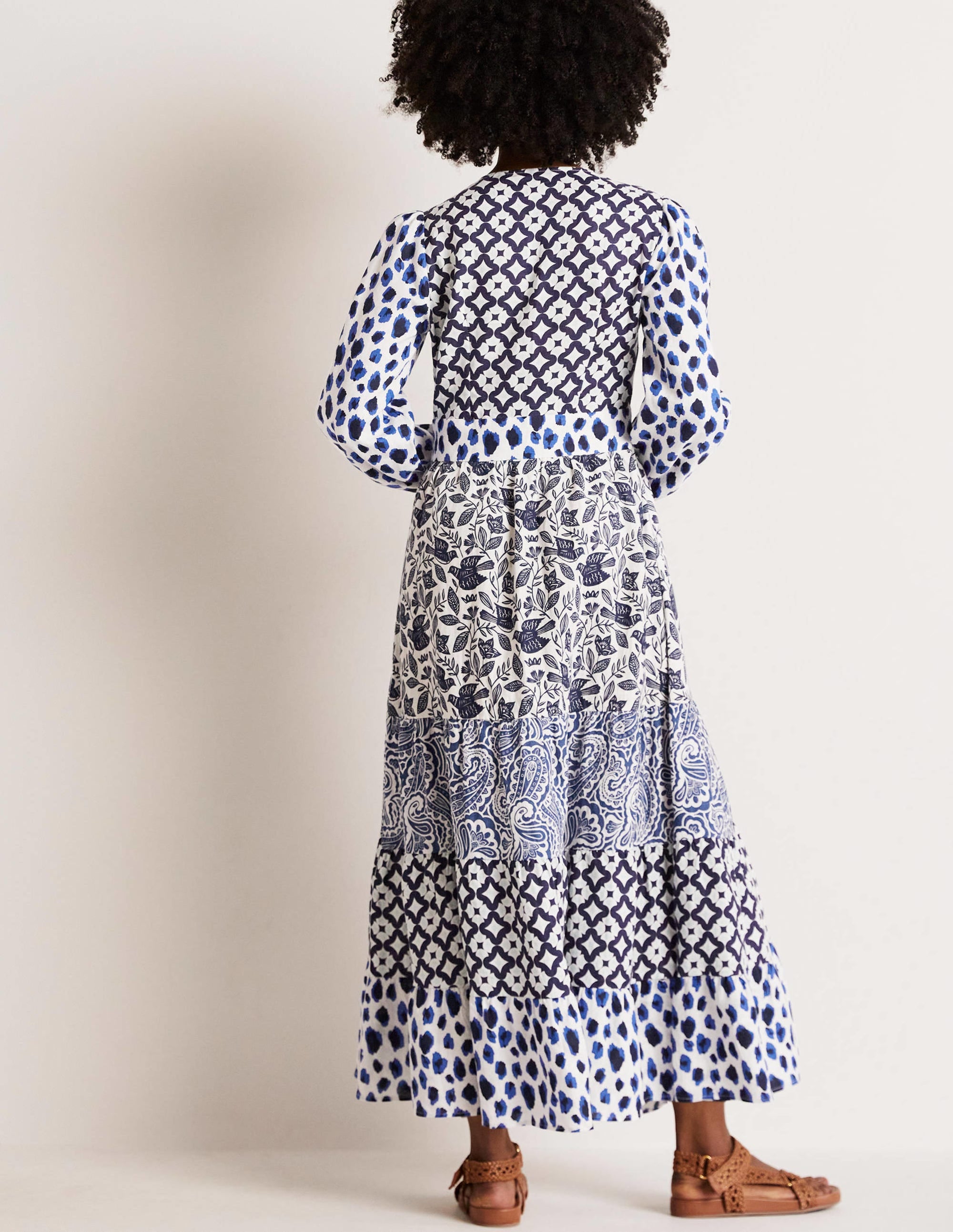 Gestuftes Upcycling Maxi-Kleid-Blau - Image 8