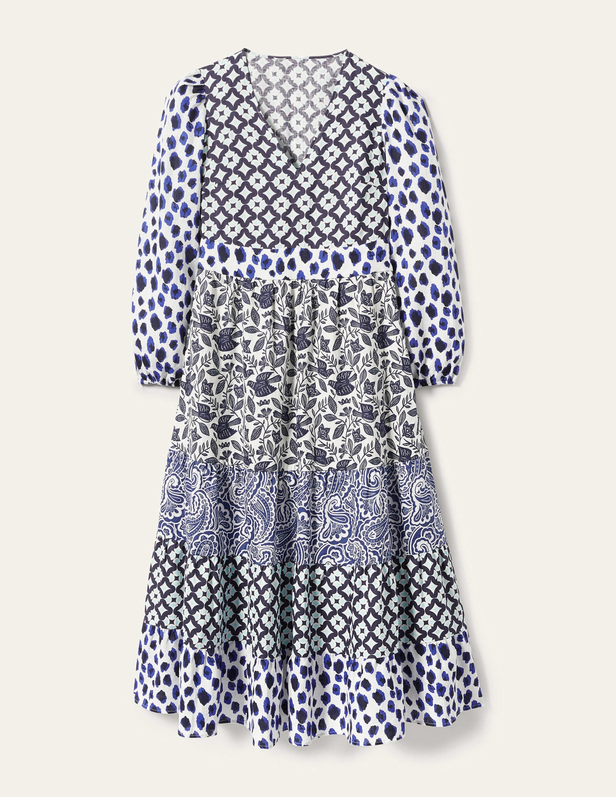 Gestuftes Upcycling Maxi-Kleid-Blau - Image 11