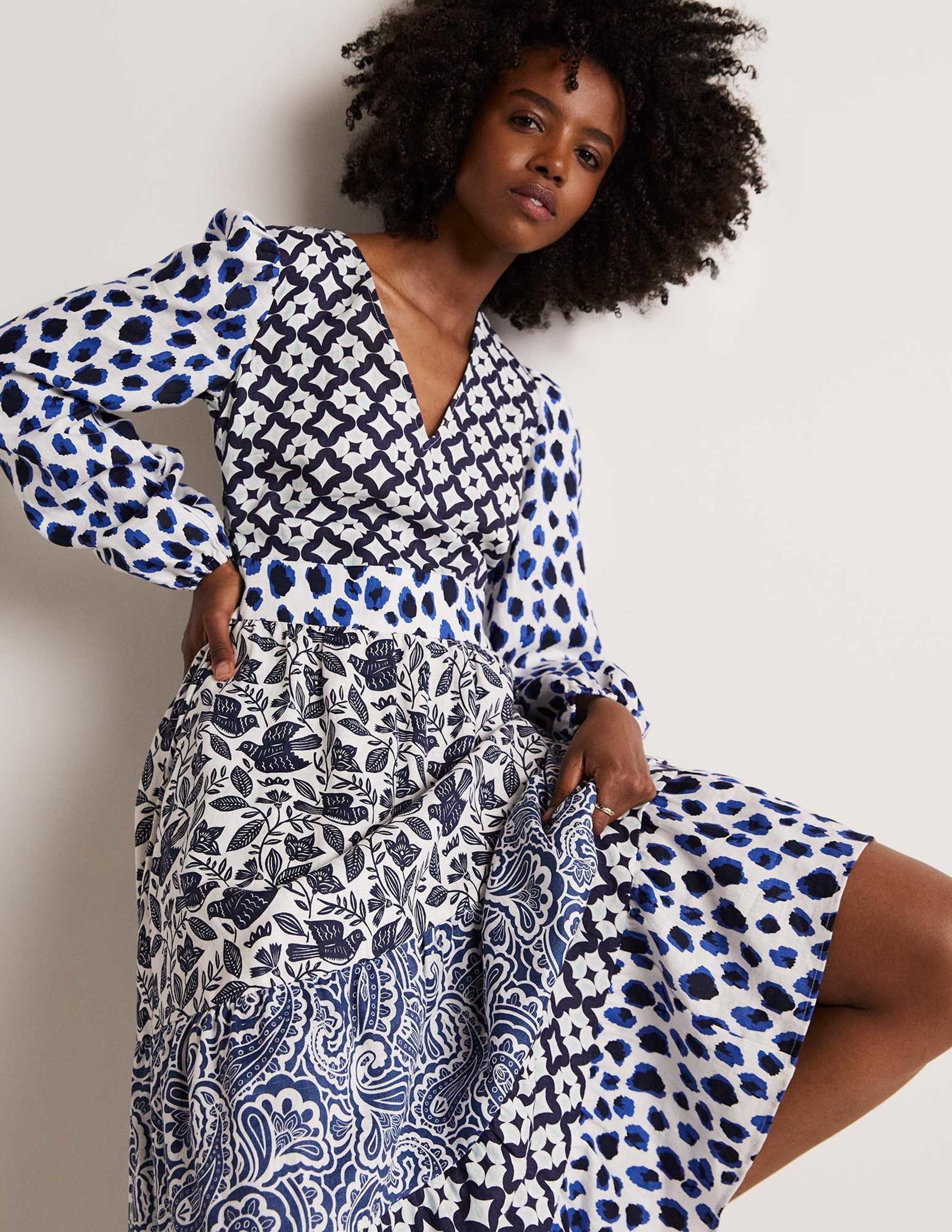 Gestuftes Upcycling Maxi-Kleid-Blau - Image 4