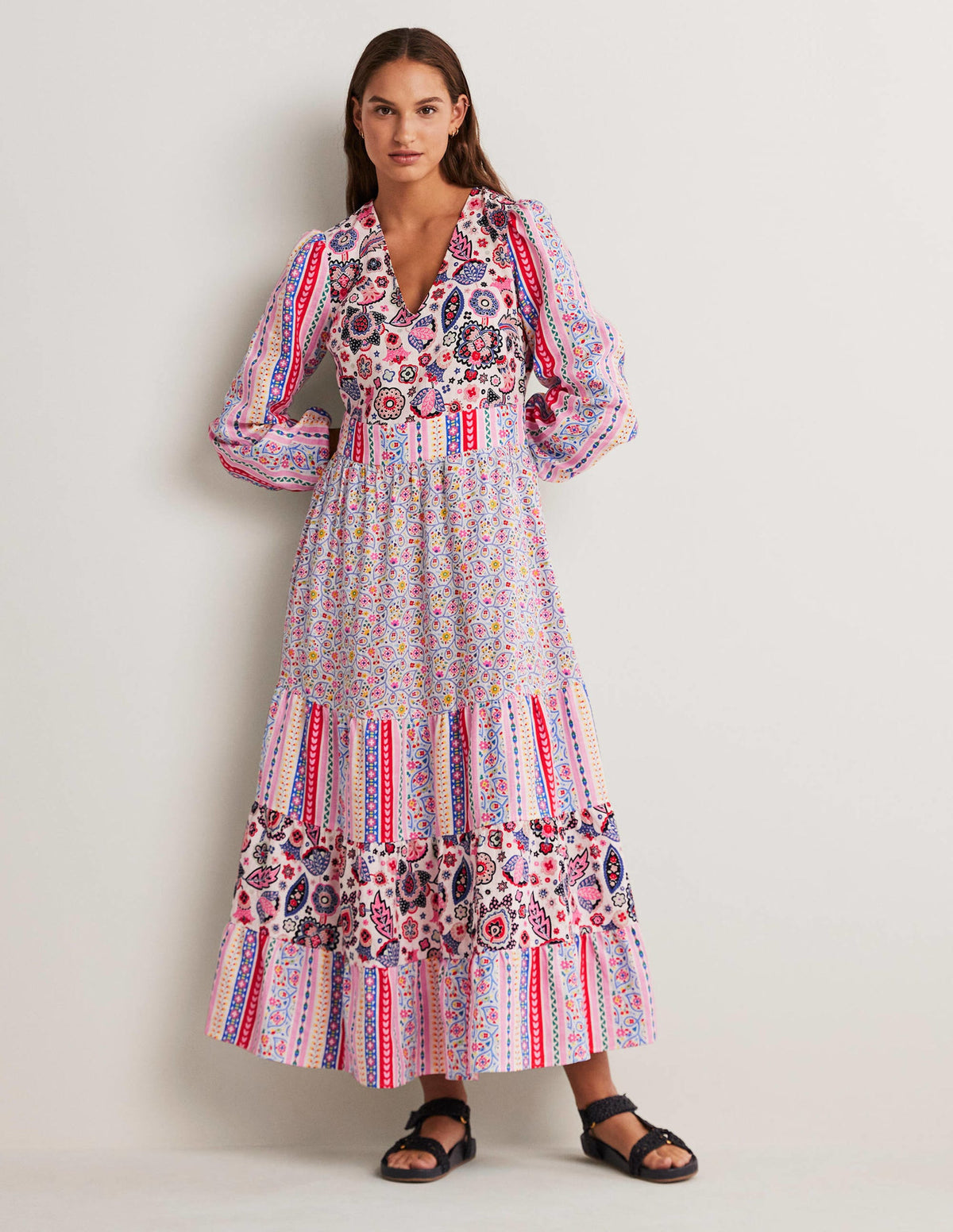 Robe longue à volants recyclée-Rose - Image 5