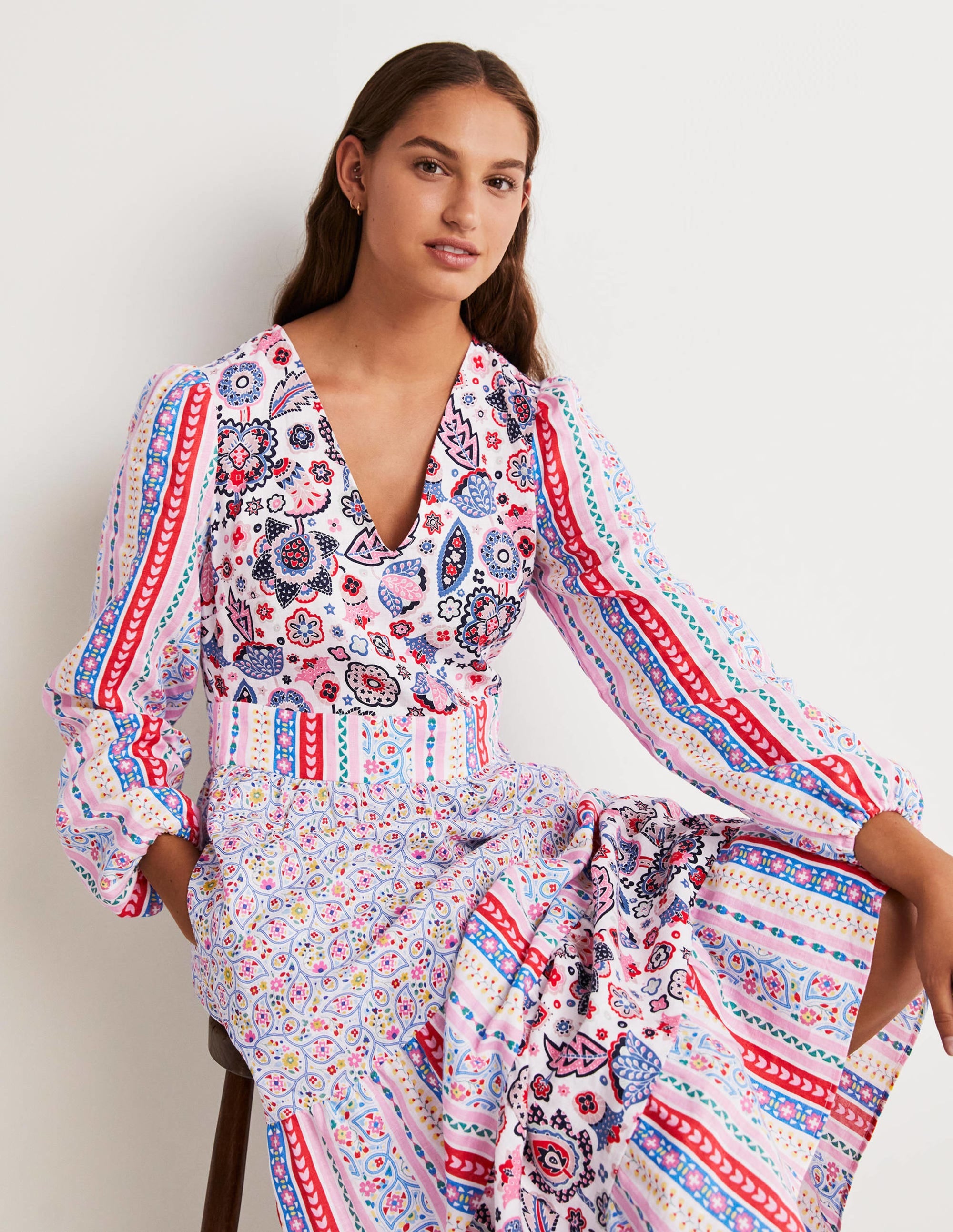 Robe longue à volants recyclée-Rose - Image 8