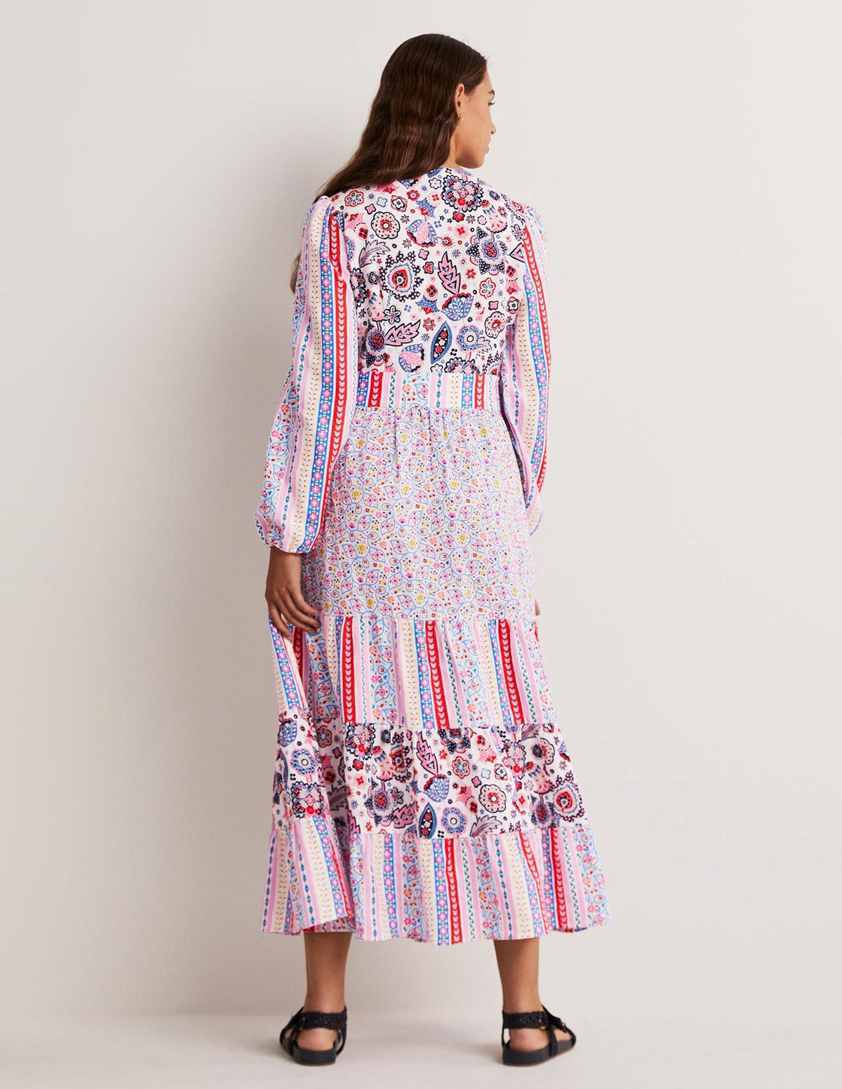 Robe longue à volants recyclée-Rose - Image 3