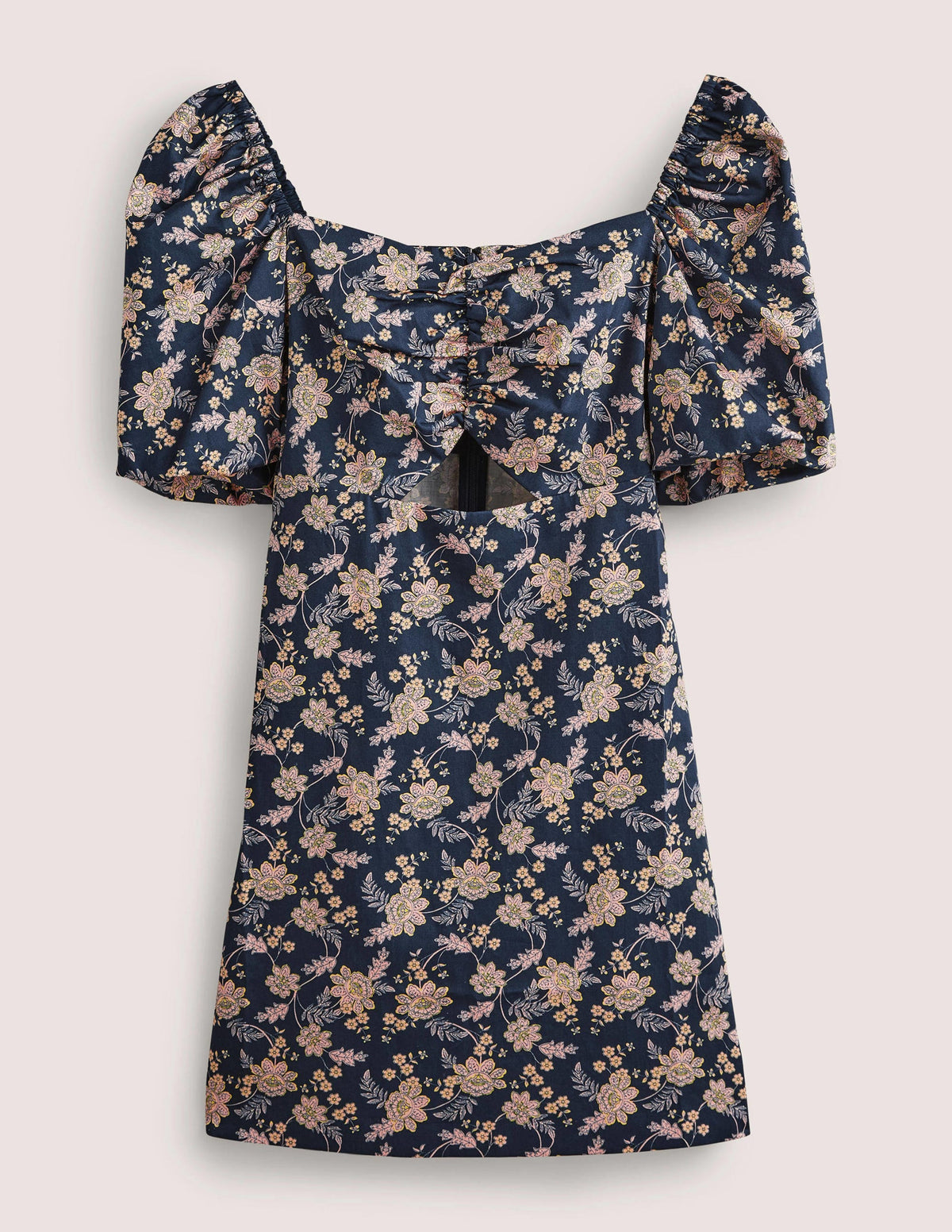 Minikleid mit Cut-out-Detail-Navy, Chintz-Blumen - Image 5