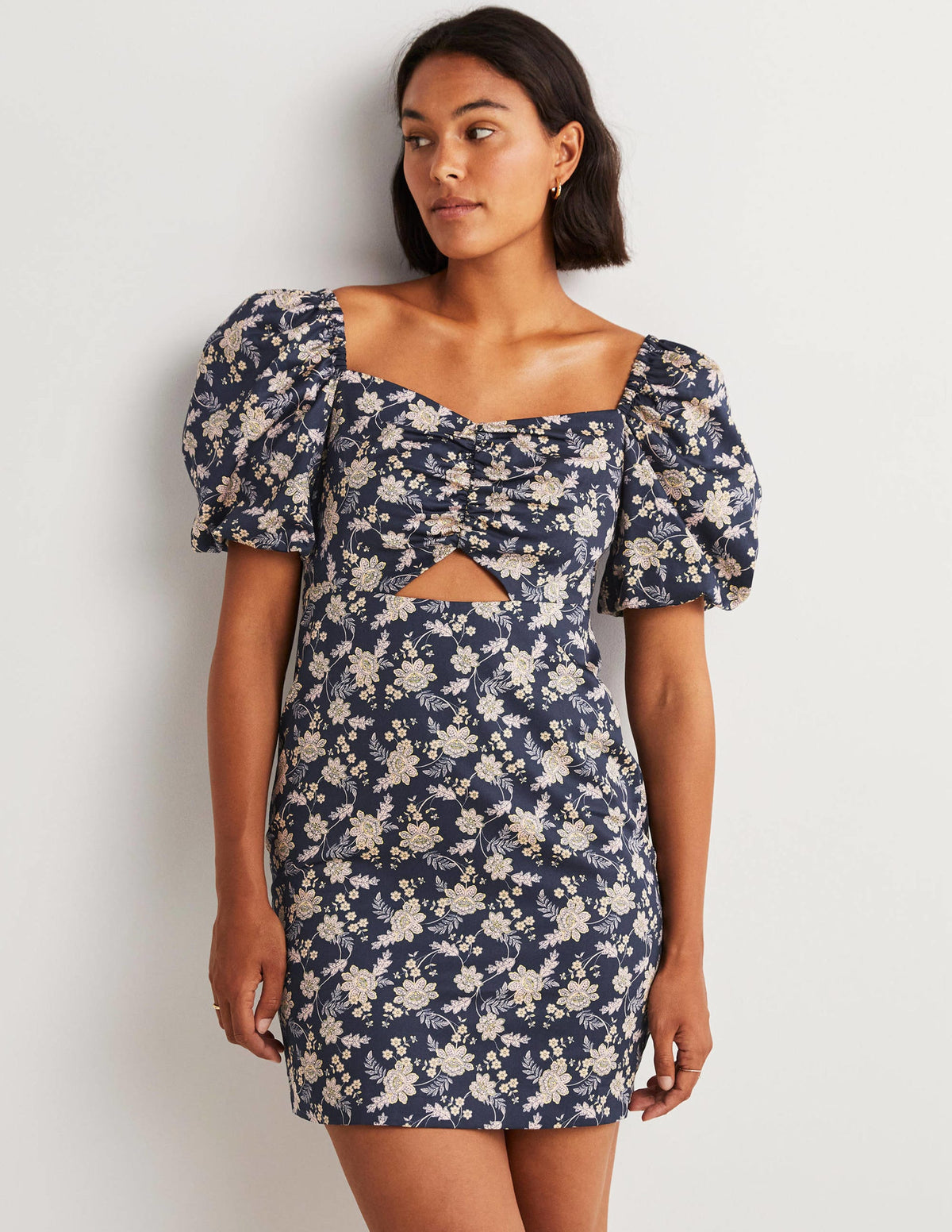 Minikleid mit Cut-out-Detail-Navy, Chintz-Blumen-1