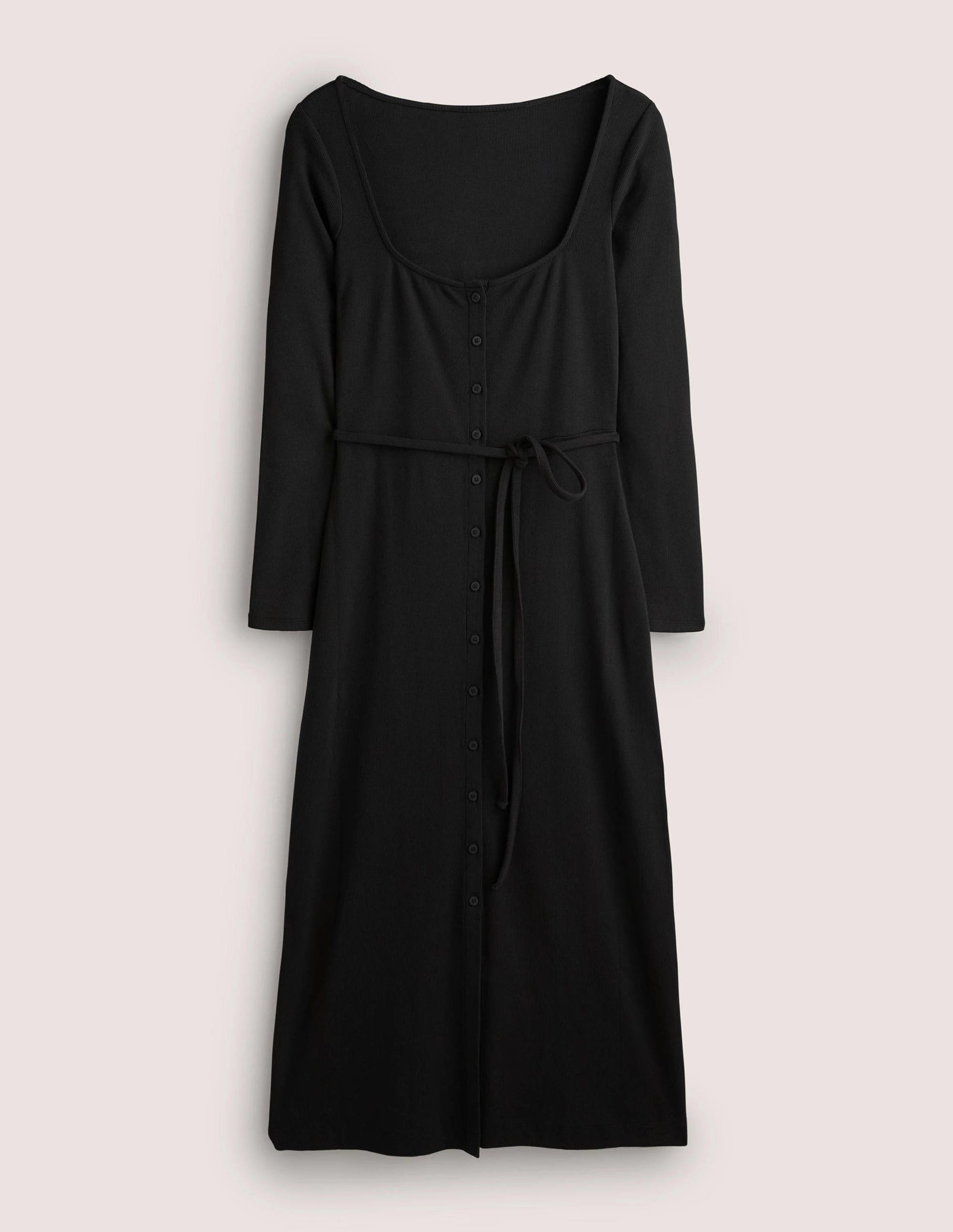 Jersey-Midikleid mit Rippstrick-Schwarz-7