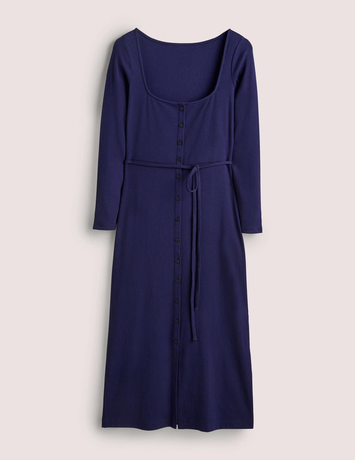 Robe midi côtelée en jersey-Bleu marine - Image 5