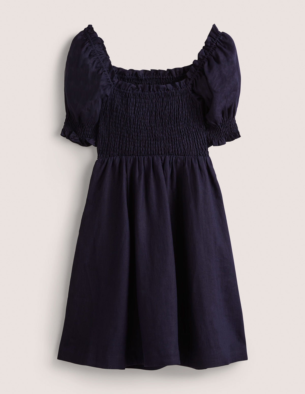 Minikleid mit gesmoktem Oberteil-Marineblau - Image 5