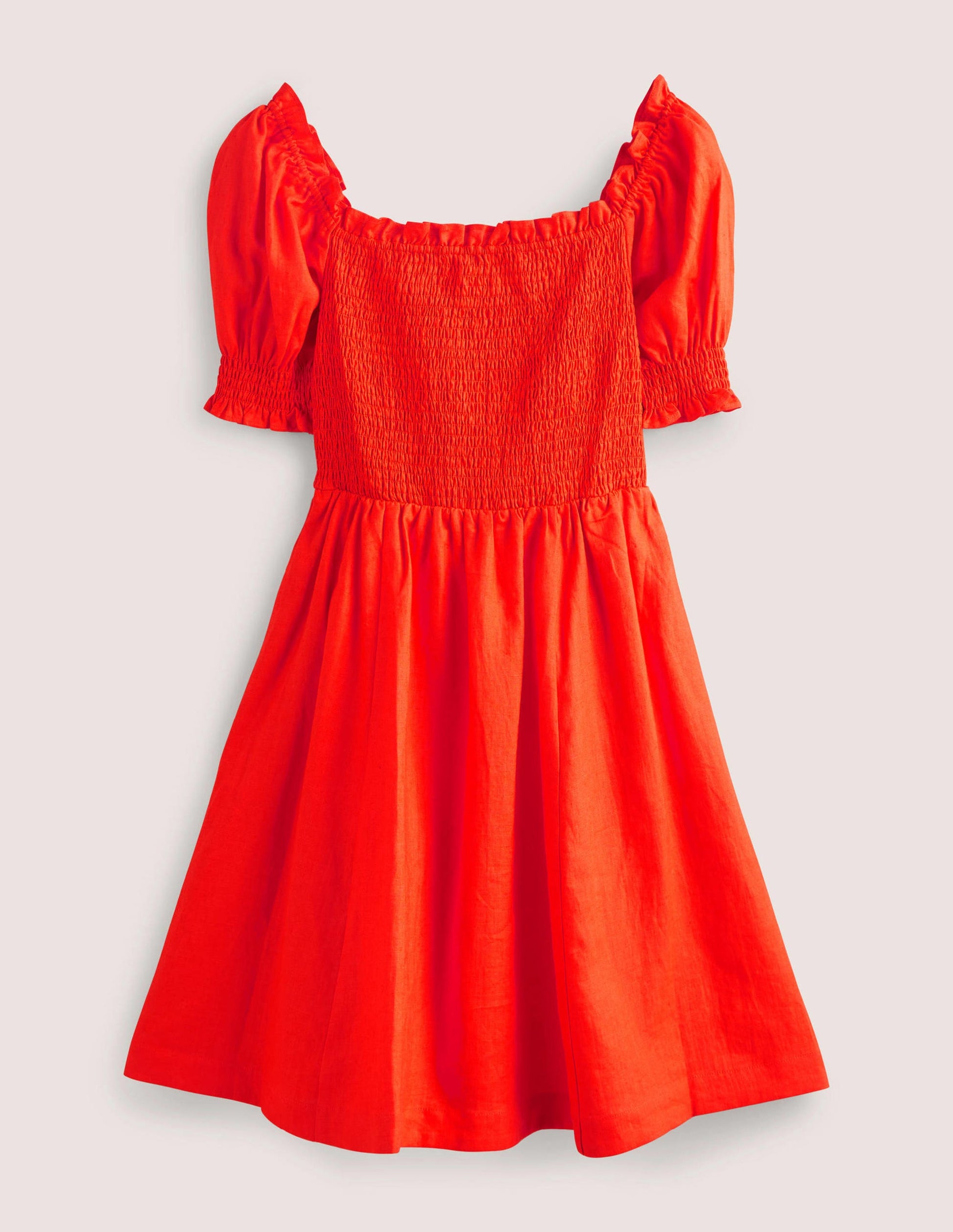 Mini-robe avec corsage à smocks-Papaye vif-9
