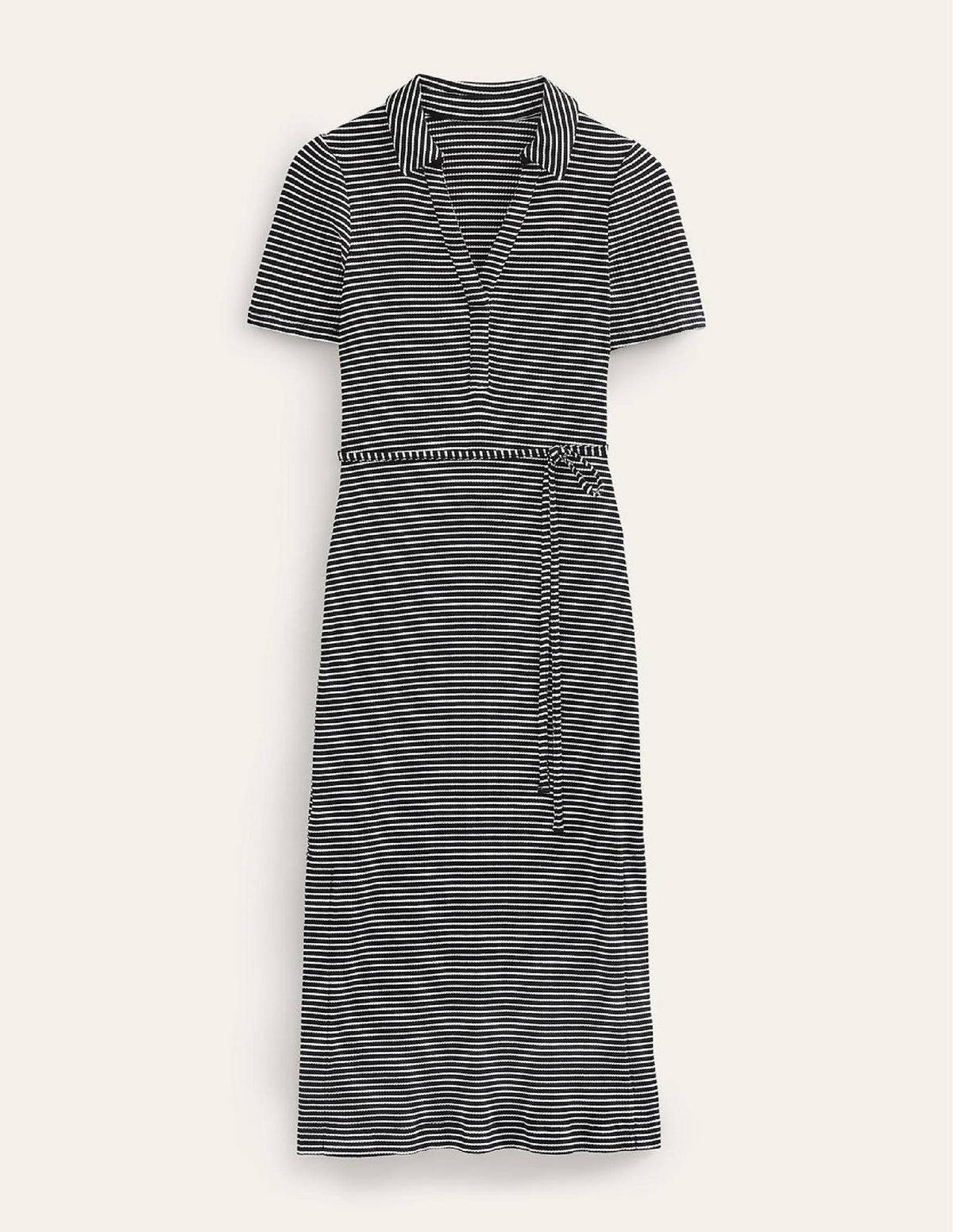 Henley Hemdblusenkleid-Schwarz, Naturweiß Gestreift-6