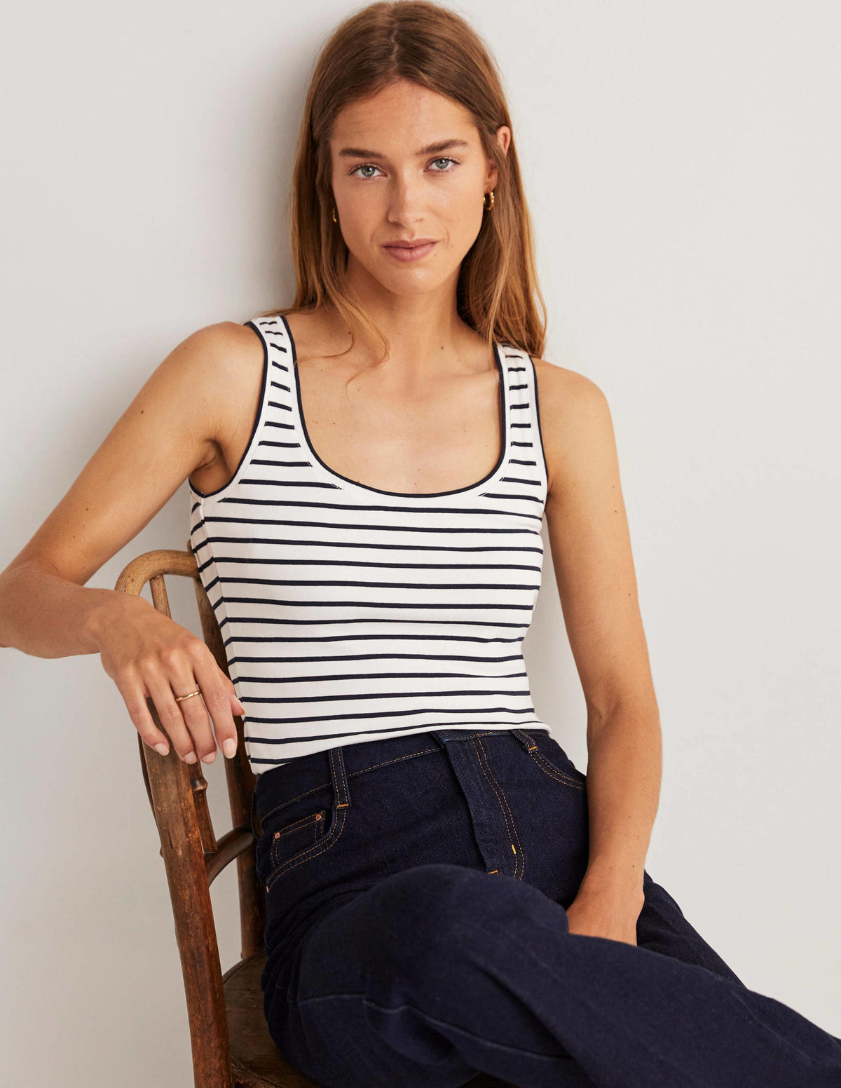 Basic-Trägershirt-Naturweiß/Navy, Gestreift - Image 4