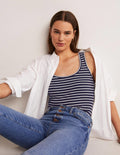 Basic-Trägershirt-Navy/Naturweiß, Gestreift