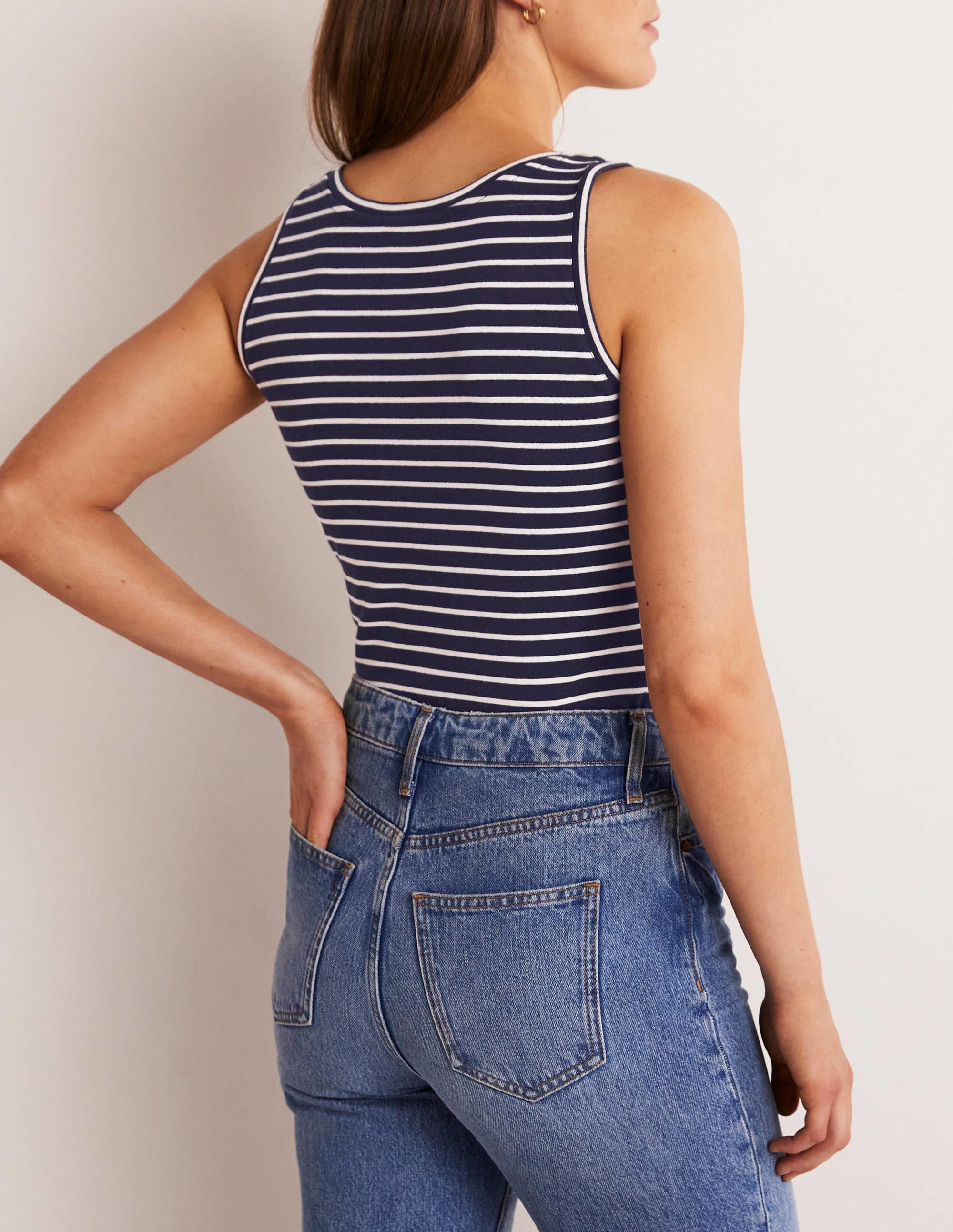 Basic-Trägershirt-Navy/Naturweiß, Gestreift - Image 3