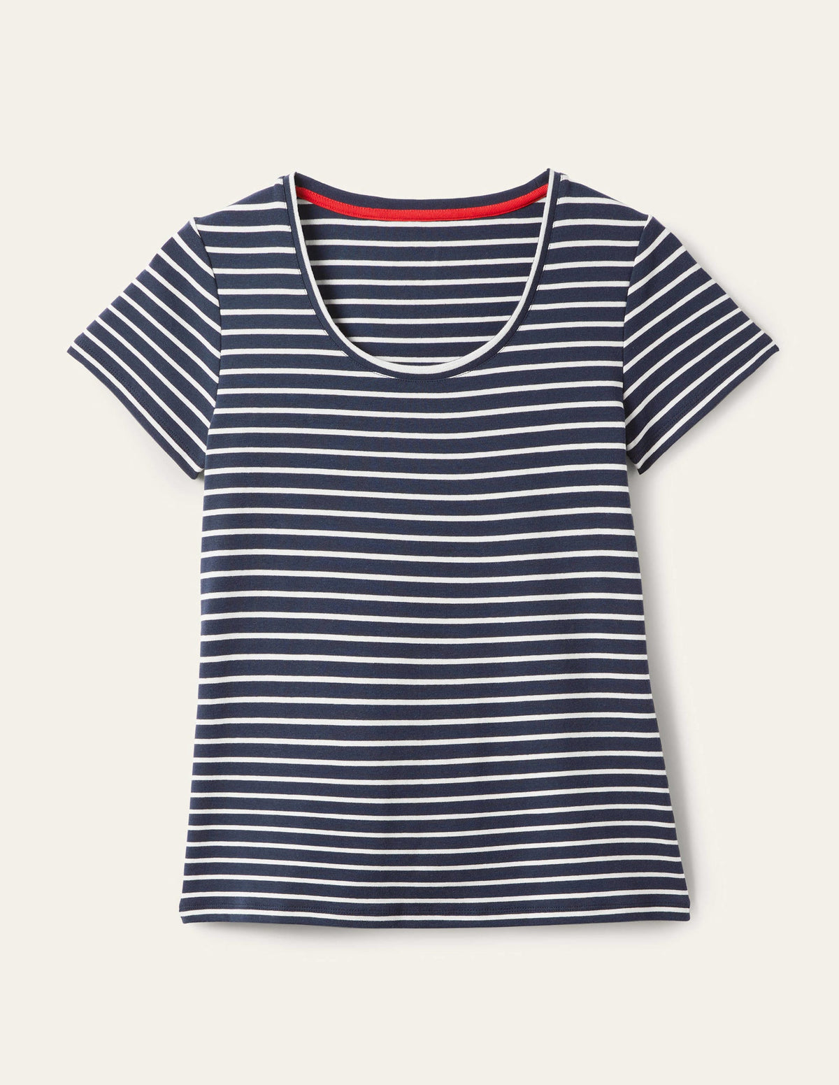 Kurzärmeliges Basic-T-Shirt-Navy/Naturweiß, Gestreift - Image 10