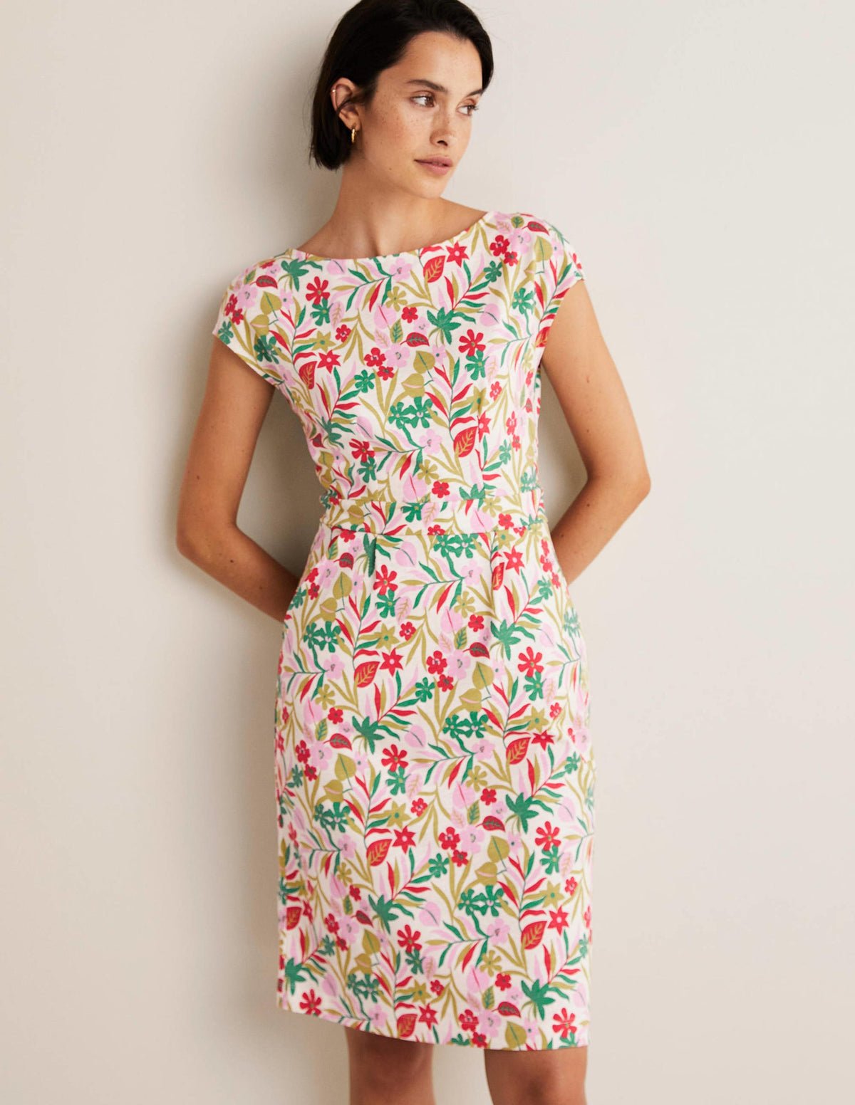 Florrie Jerseykleid-Bunt, Tropische Blätter - Image 1